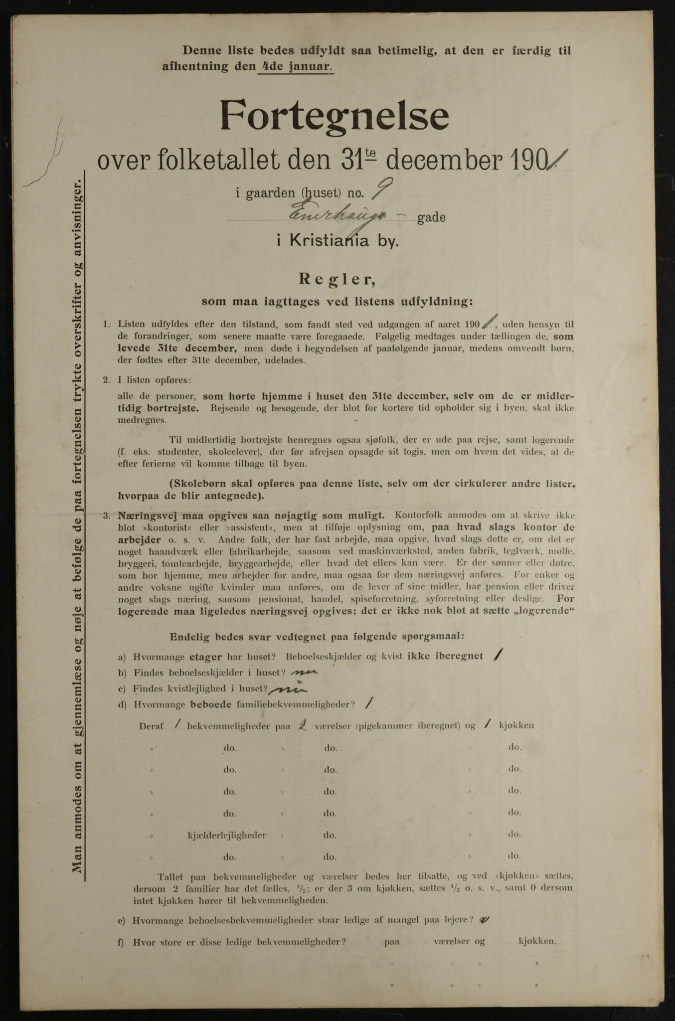 OBA, Municipal Census 1901 for Kristiania, 1901, p. 3465