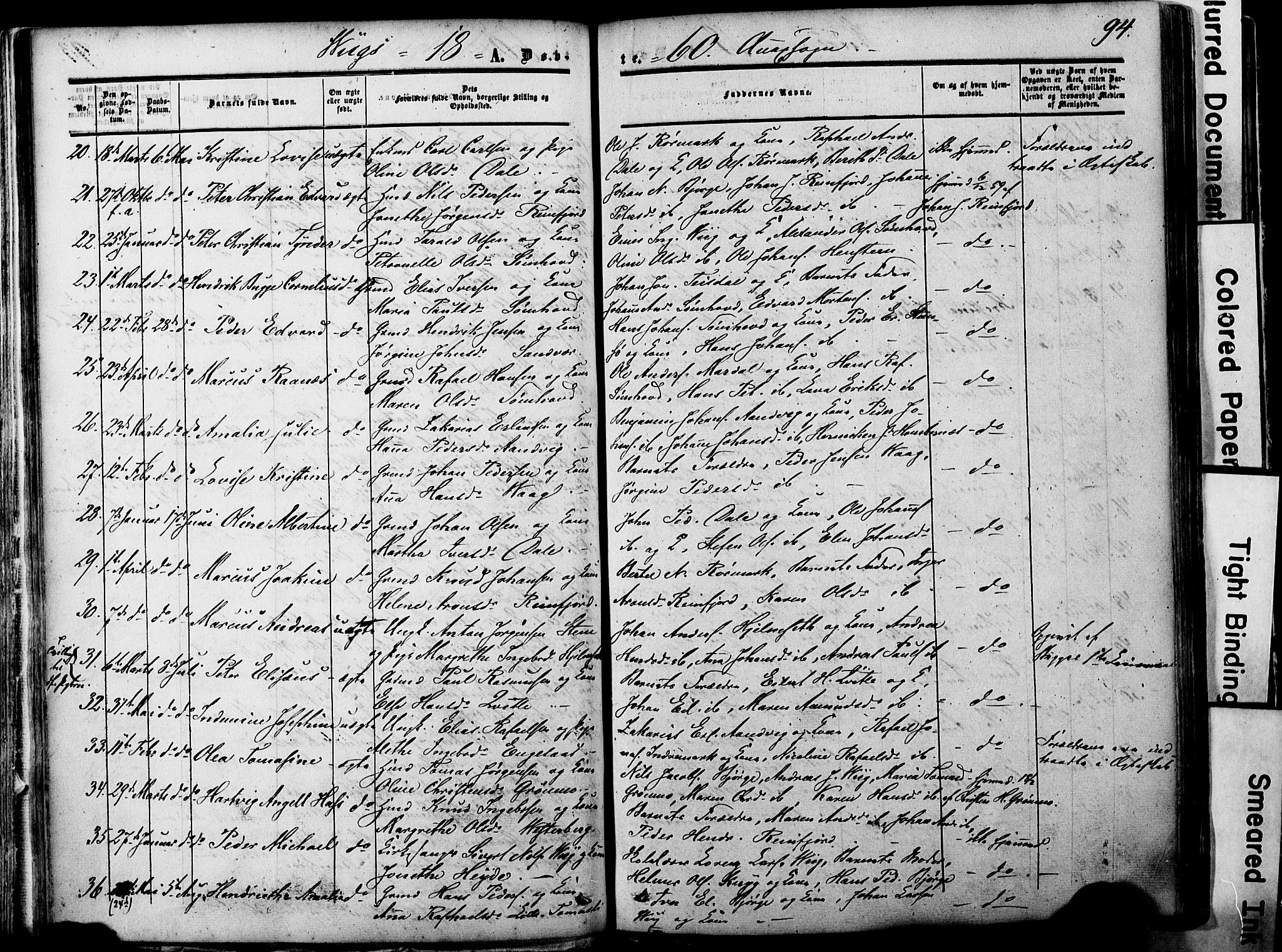 Ministerialprotokoller, klokkerbøker og fødselsregistre - Nordland, AV/SAT-A-1459/812/L0176: Parish register (official) no. 812A05, 1834-1874, p. 94