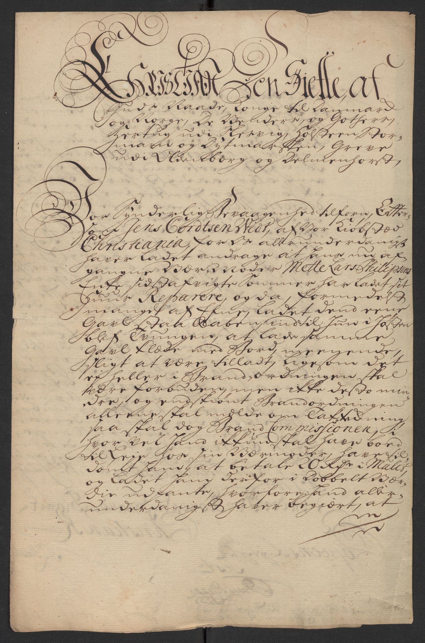 Oslo politidistrikt, AV/SAO-A-10085/D/Da/L0001: Innkomne brev, pro memoria m.v., 1729-1779, p. 20