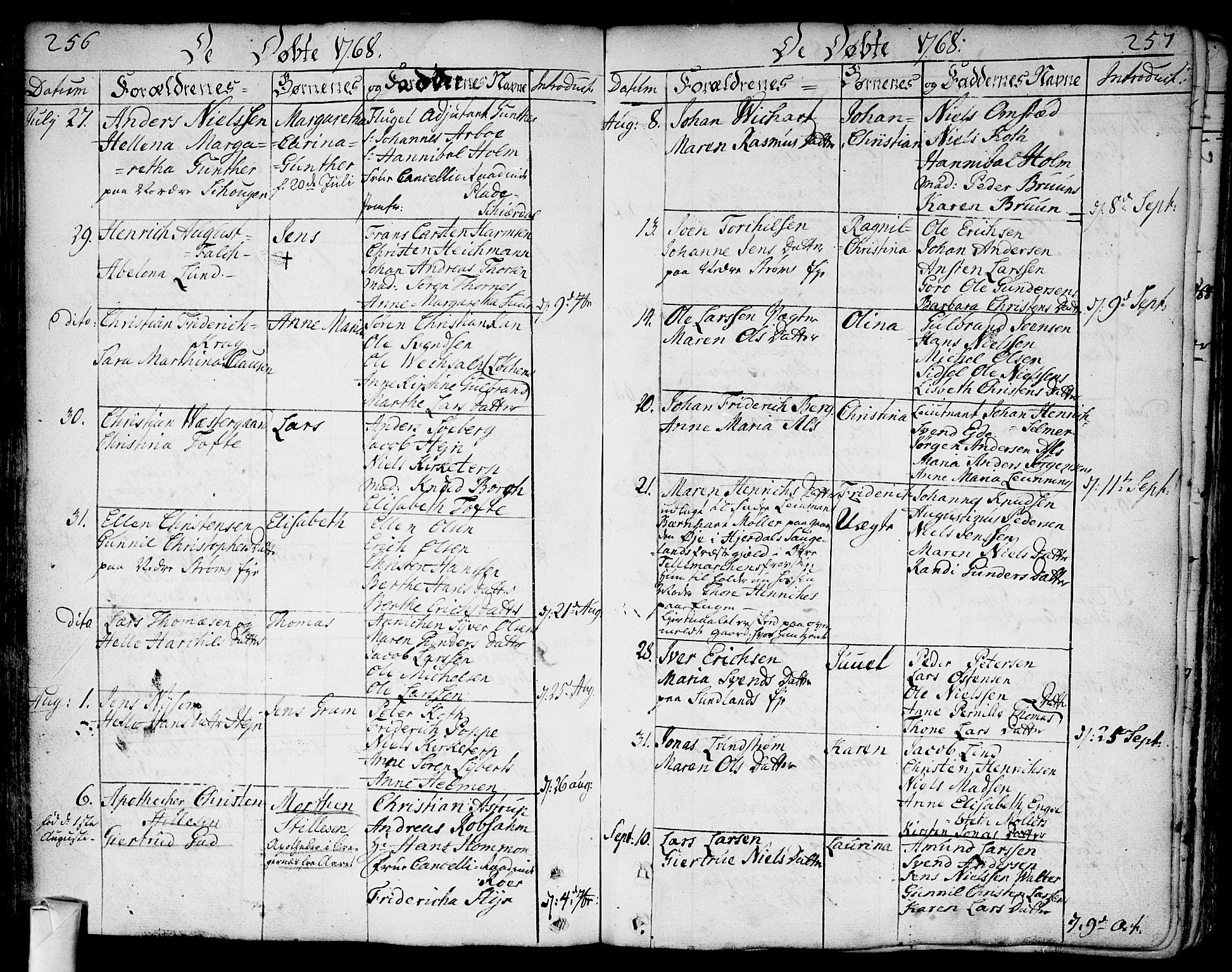 Bragernes kirkebøker, AV/SAKO-A-6/F/Fa/L0005: Parish register (official) no. I 5, 1759-1781, p. 256-257