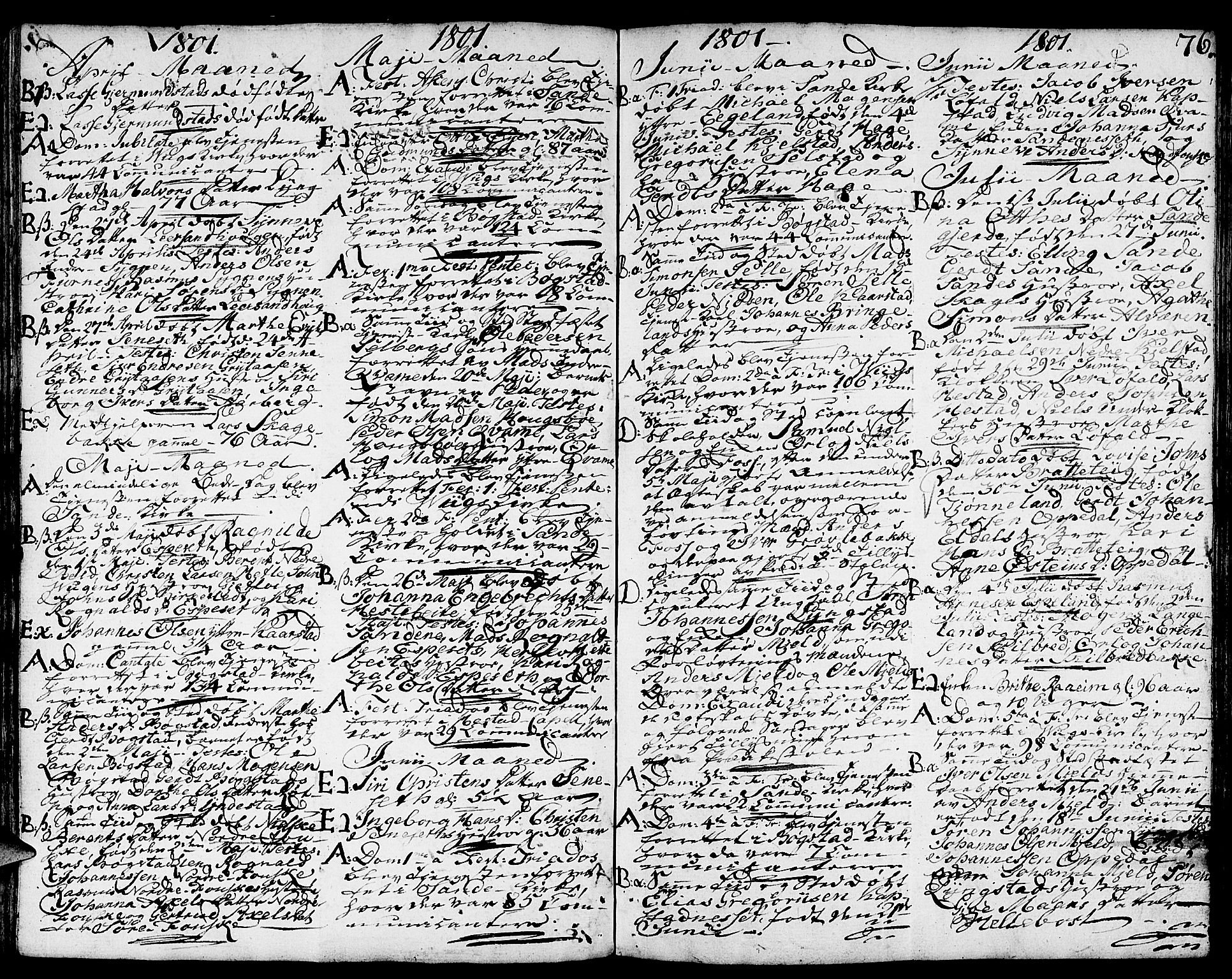 Gaular sokneprestembete, AV/SAB-A-80001/H/Haa: Parish register (official) no. A 2, 1785-1821, p. 76