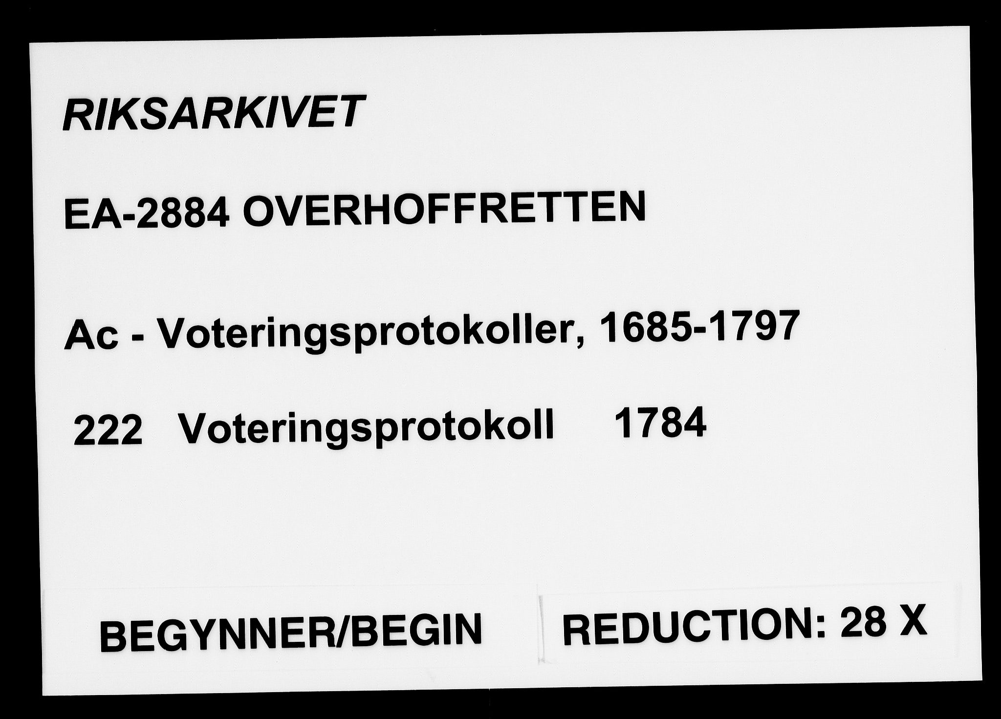 Overhoffretten 1667-1797, AV/RA-EA-2884/Ac/L0222: Voteringsprotokoll, 1784