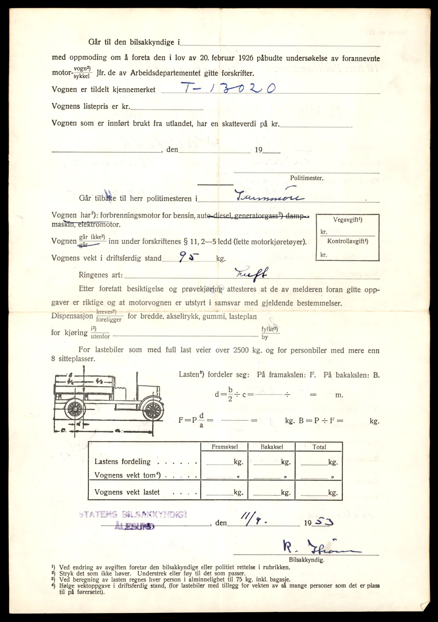 Møre og Romsdal vegkontor - Ålesund trafikkstasjon, AV/SAT-A-4099/F/Fe/L0036: Registreringskort for kjøretøy T 12831 - T 13030, 1927-1998, p. 2984