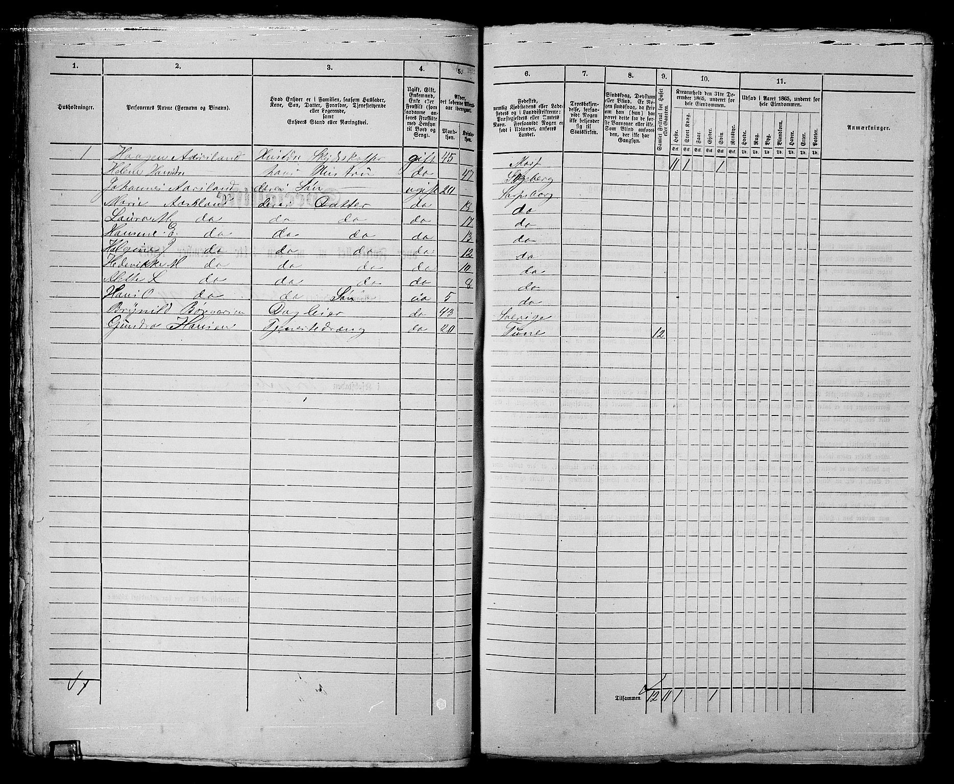 RA, 1865 census for Sarpsborg, 1865, p. 121