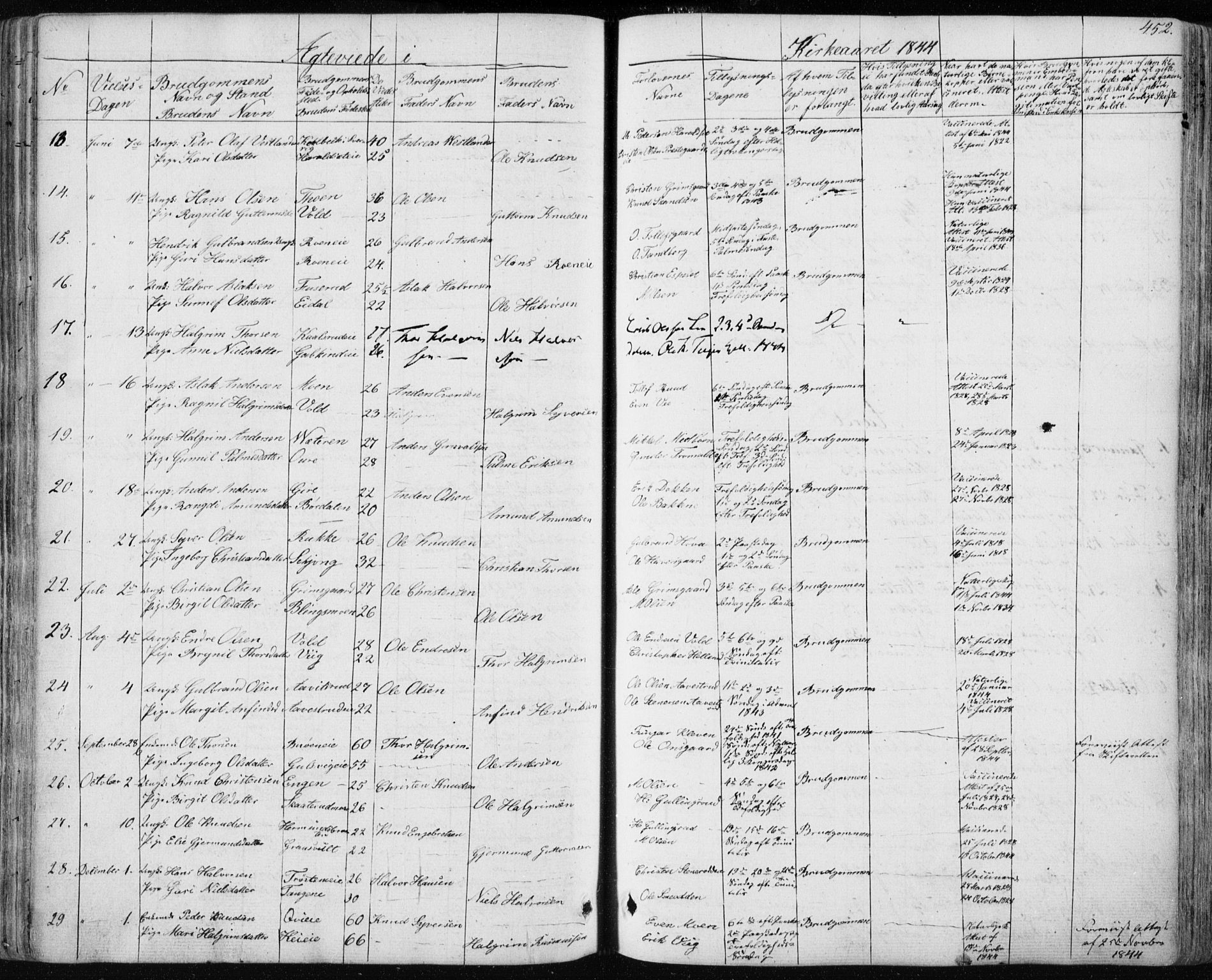 Nes kirkebøker, AV/SAKO-A-236/F/Fa/L0009: Parish register (official) no. 9, 1834-1863, p. 452