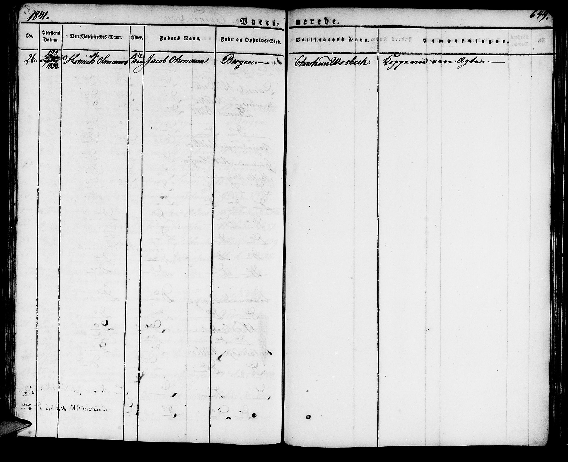 Domkirken sokneprestembete, AV/SAB-A-74801/H/Haa/L0012: Parish register (official) no. A 12, 1821-1840, p. 649