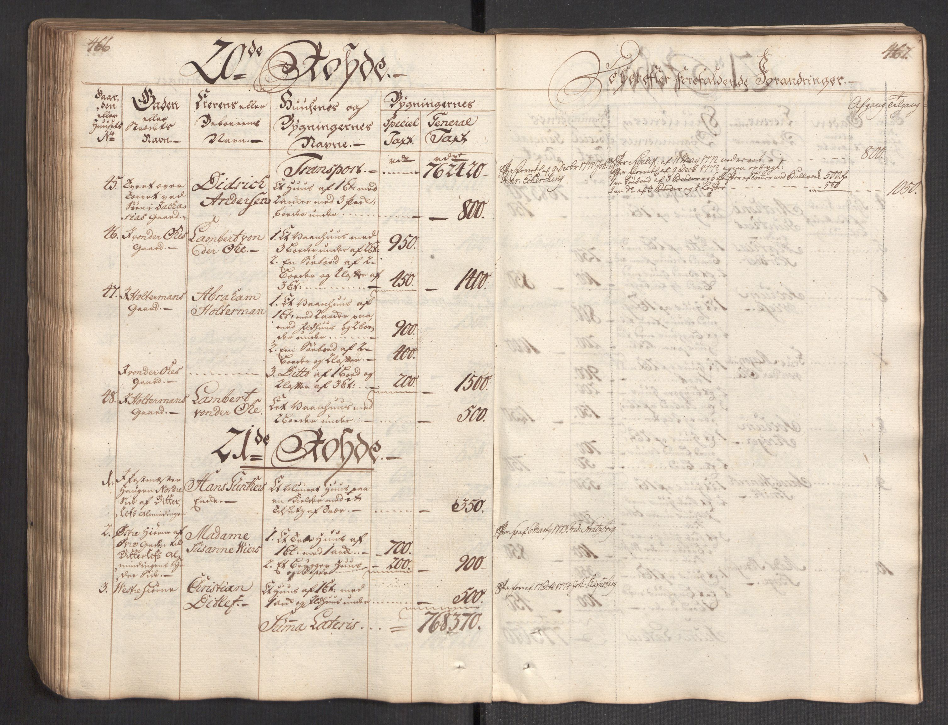 Kommersekollegiet, Brannforsikringskontoret 1767-1814, RA/EA-5458/F/Fa/L0004/0002: Bergen / Branntakstprotokoll, 1767, p. 466-467