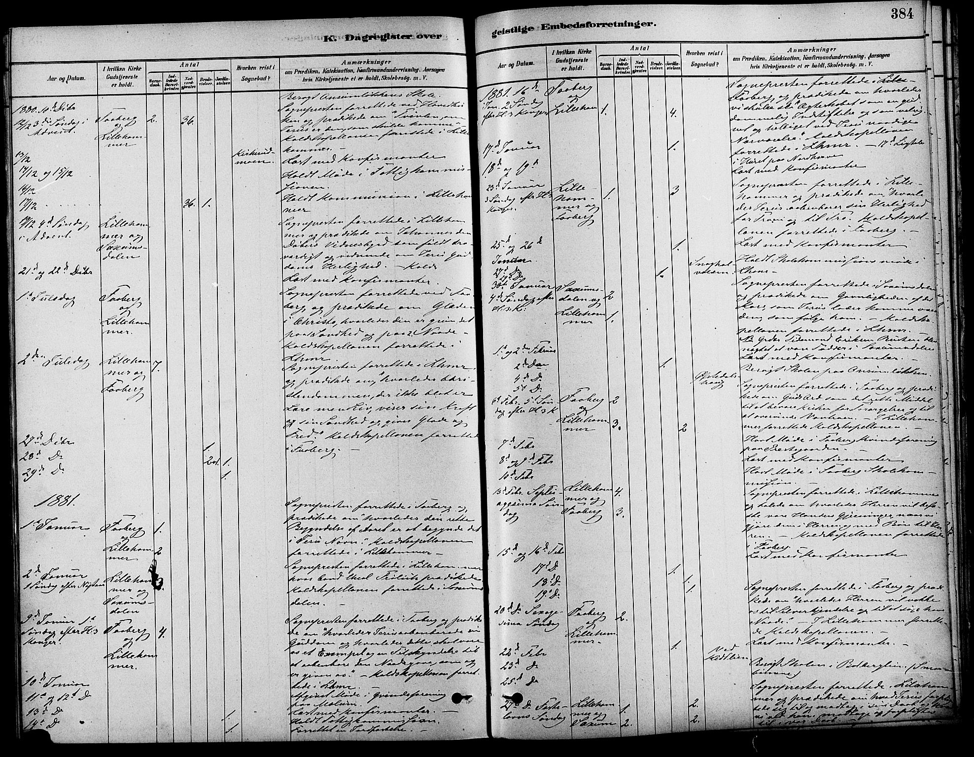 Fåberg prestekontor, AV/SAH-PREST-086/H/Ha/Haa/L0008: Parish register (official) no. 8, 1879-1898, p. 384