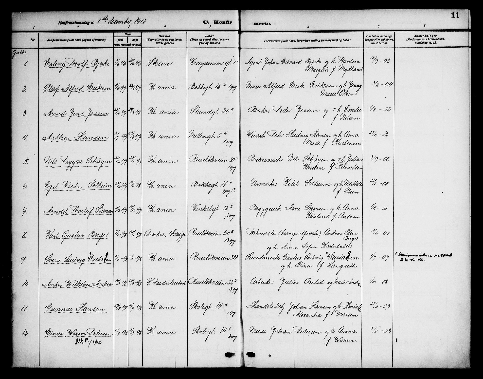 Piperviken prestekontor Kirkebøker, AV/SAO-A-10874/F/L0001: Parish register (official) no. 1, 1911-1958, p. 11