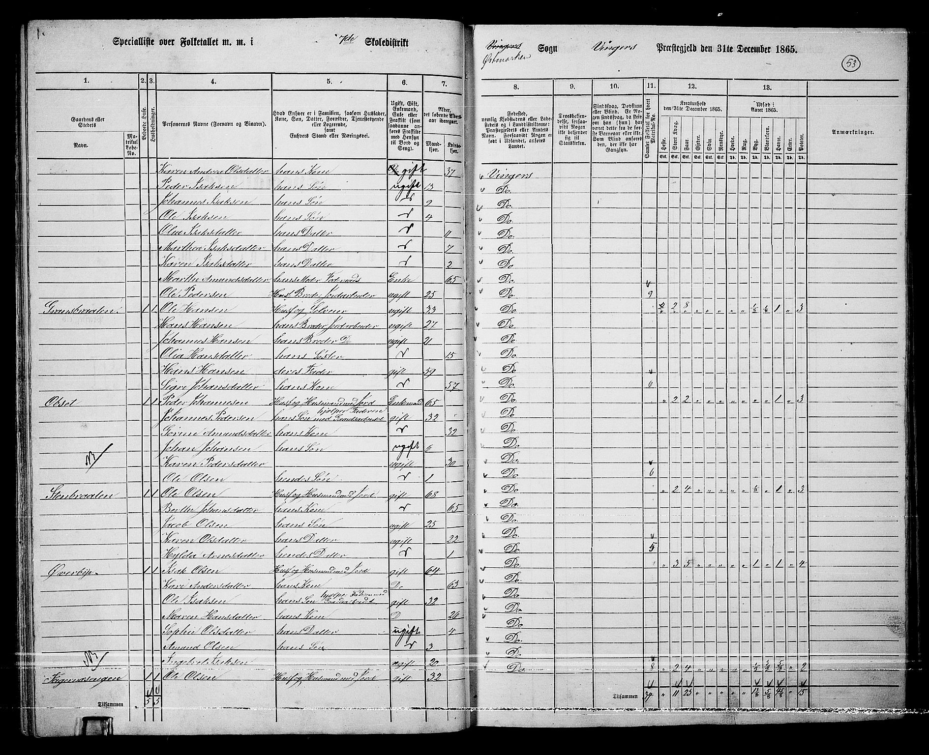 RA, 1865 census for Vinger/Vinger og Austmarka, 1865, p. 50