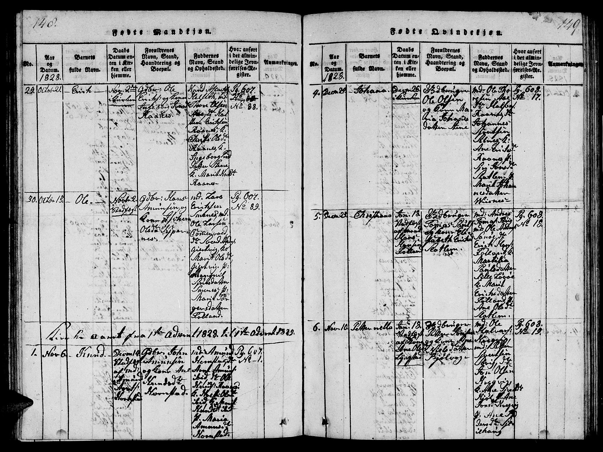 Ministerialprotokoller, klokkerbøker og fødselsregistre - Møre og Romsdal, AV/SAT-A-1454/570/L0831: Parish register (official) no. 570A05, 1819-1829, p. 148-149