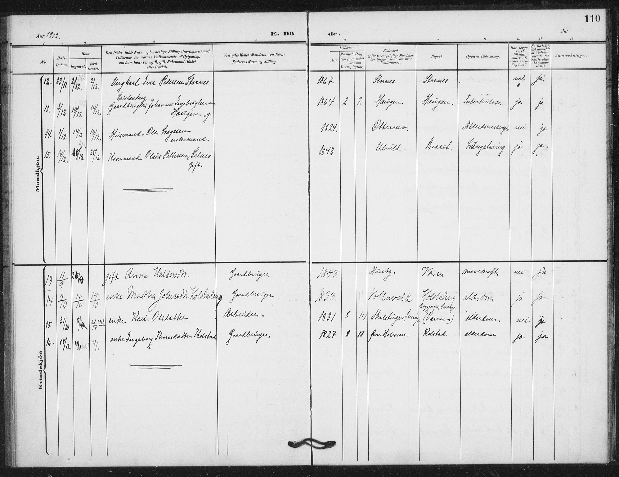 Ministerialprotokoller, klokkerbøker og fødselsregistre - Nord-Trøndelag, SAT/A-1458/724/L0264: Parish register (official) no. 724A02, 1908-1915, p. 110