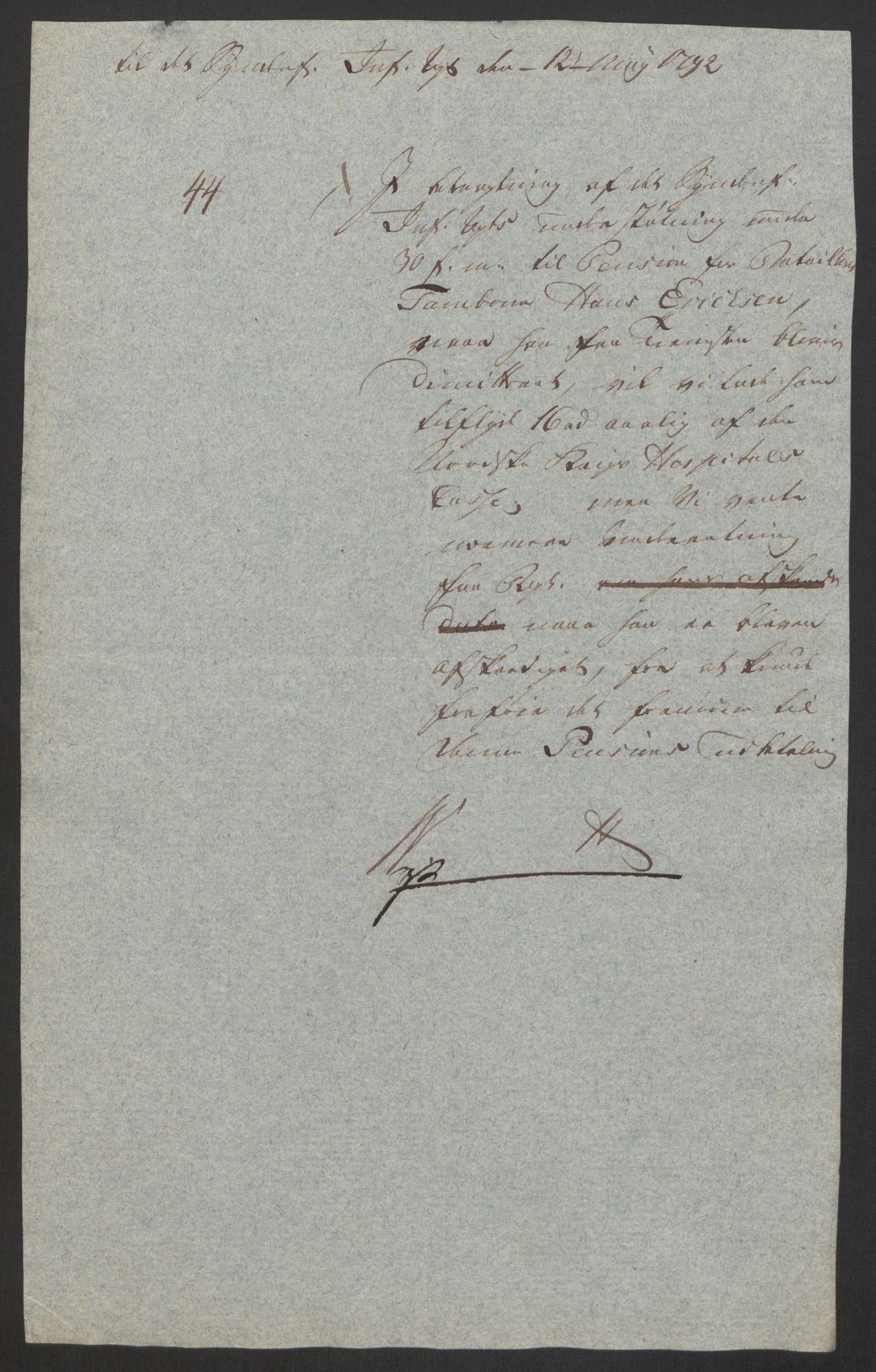 Forsvaret, Den norske kvesthuskasse/krigshospitalkasse, AV/RA-RAFA-1887/F/Fa/L0008: Konsepter, 1790-1793, p. 806