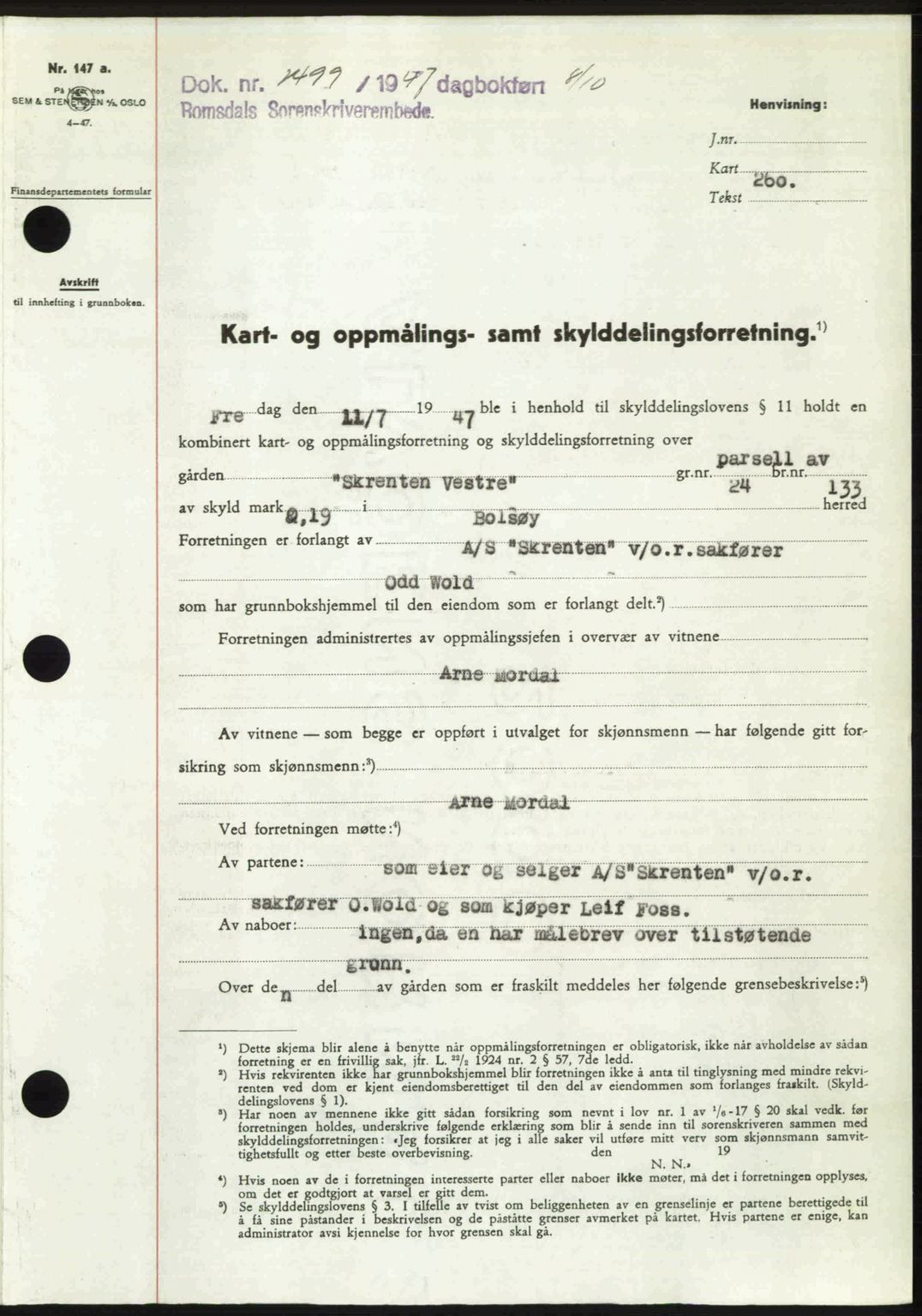 Romsdal sorenskriveri, SAT/A-4149/1/2/2C: Mortgage book no. A24, 1947-1947, Diary no: : 2499/1947
