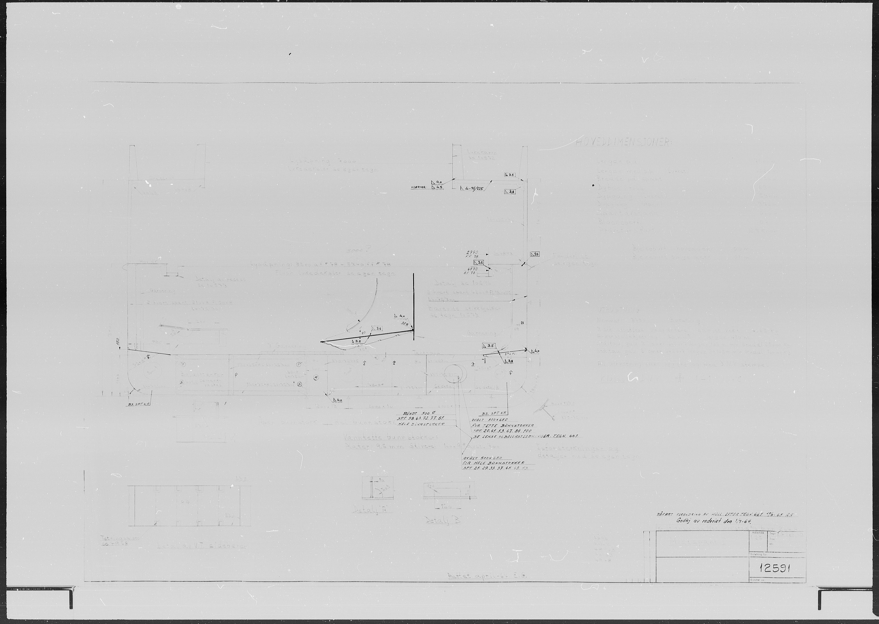 Kristiansand Mekaniske Verksted, AV/SAK-D/0612/G/Ga/L0006/0002: Reprofoto av tegninger m.m. / 36 mm mikrofilmruller, reprofoto av skipstegninger, byggenr. 134-212, p. 4