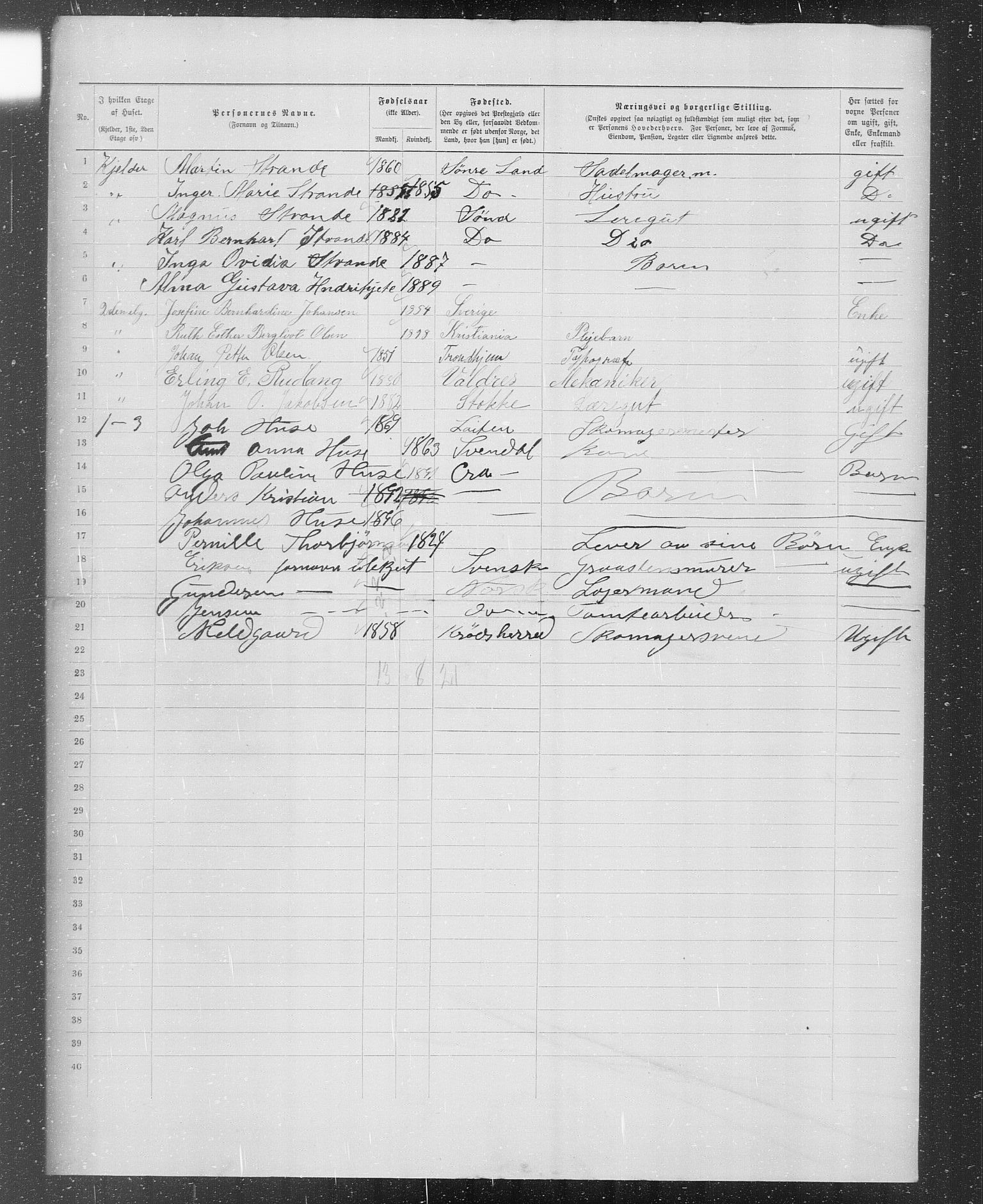 OBA, Municipal Census 1899 for Kristiania, 1899, p. 453