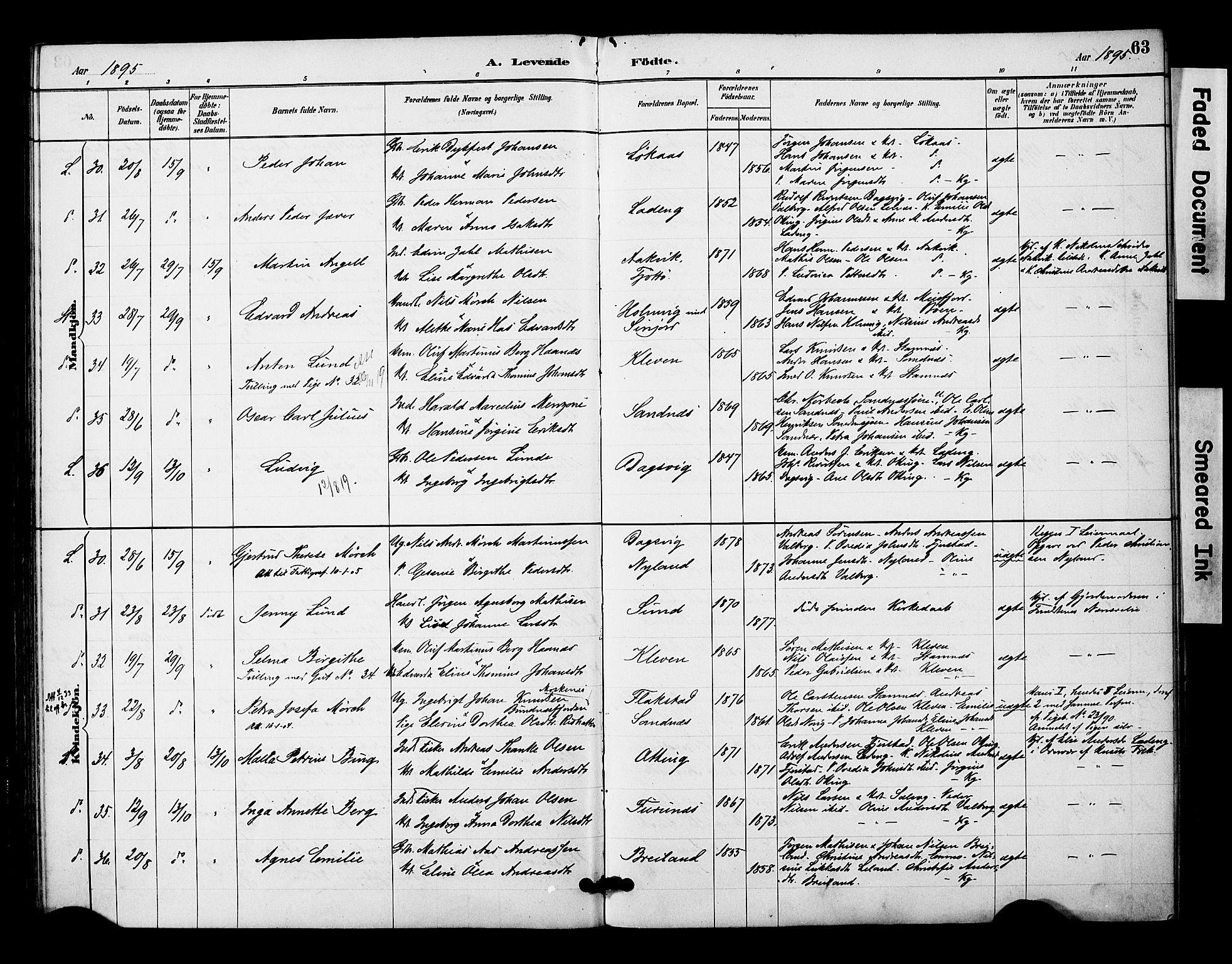 Ministerialprotokoller, klokkerbøker og fødselsregistre - Nordland, AV/SAT-A-1459/831/L0471: Parish register (official) no. 831A02, 1886-1901, p. 63