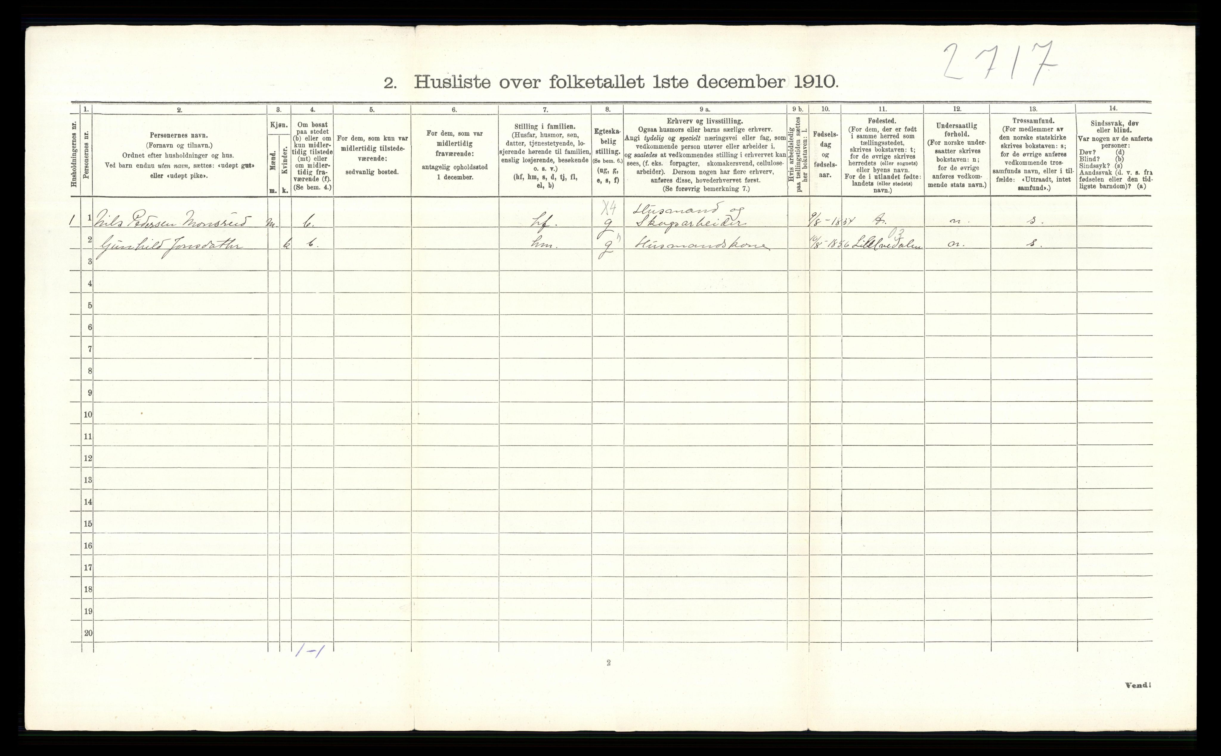 RA, 1910 census for Vinger, 1910, p. 82