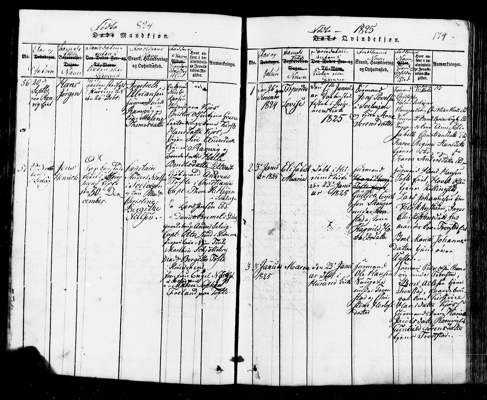 Hurum kirkebøker, SAKO/A-229/G/Ga/L0001: Parish register (copy) no. I 1, 1816-1826, p. 174