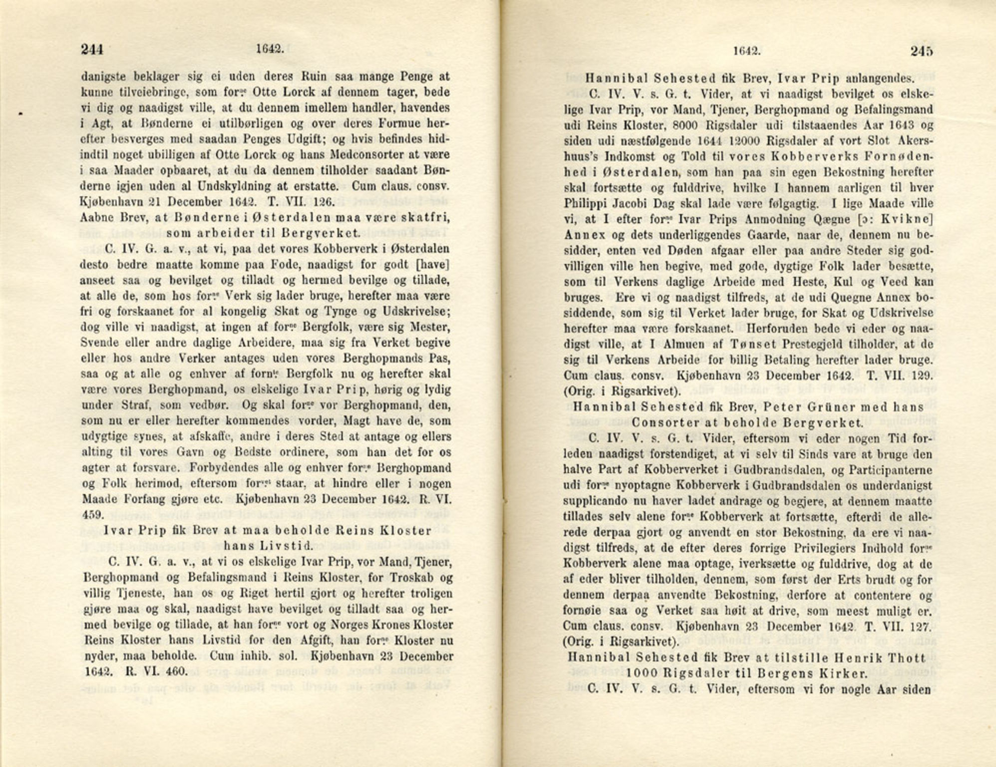 Publikasjoner utgitt av Det Norske Historiske Kildeskriftfond, PUBL/-/-/-: Norske Rigs-Registranter, bind 8, 1641-1648, p. 244-245