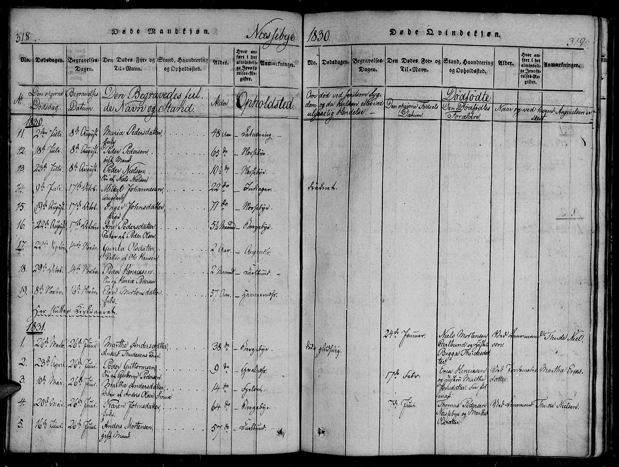 Vadsø sokneprestkontor, SATØ/S-1325/H/Ha/L0003kirke: Parish register (official) no. 3 /2, 1821-1839, p. 318-319