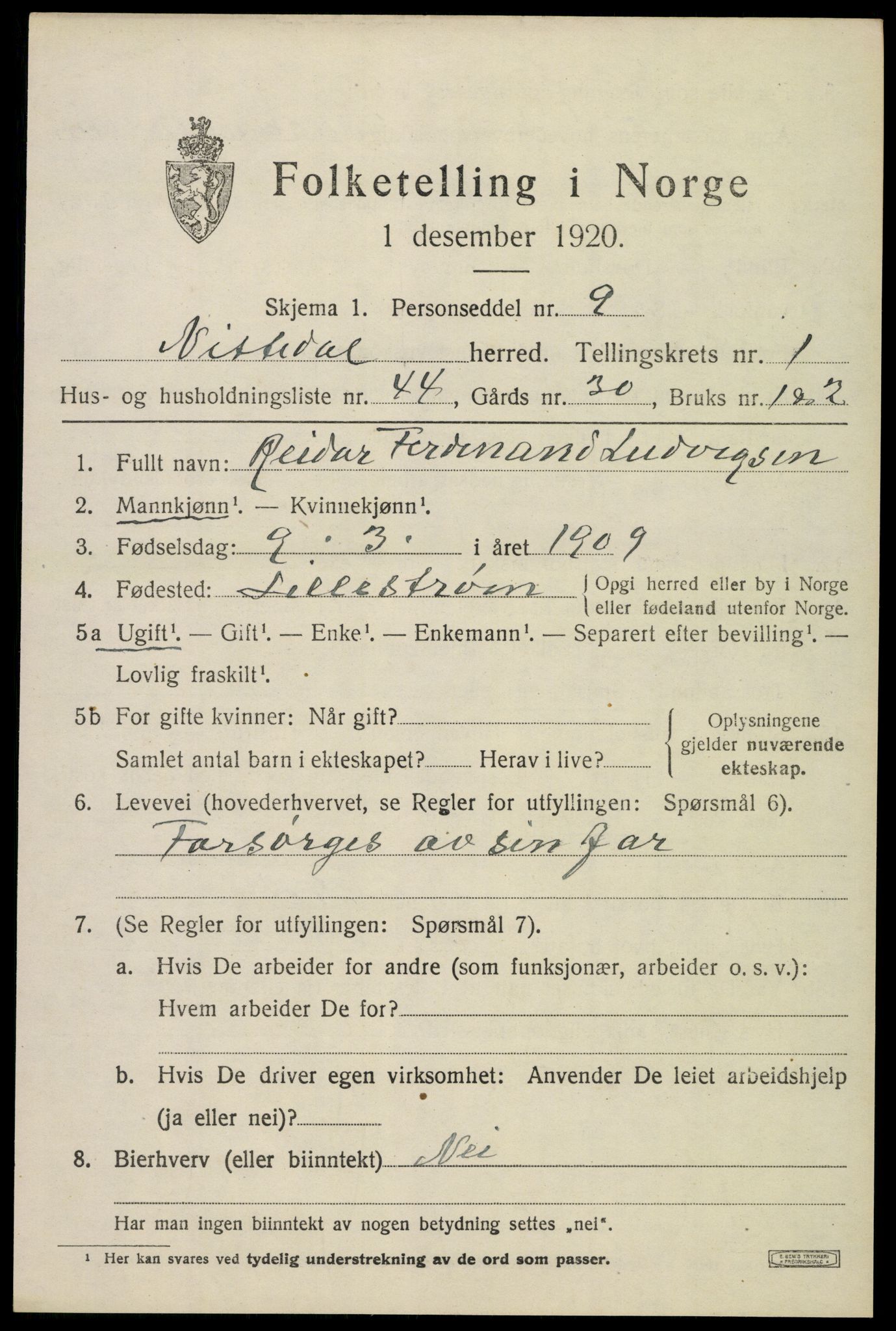 SAO, 1920 census for Nittedal, 1920, p. 1716