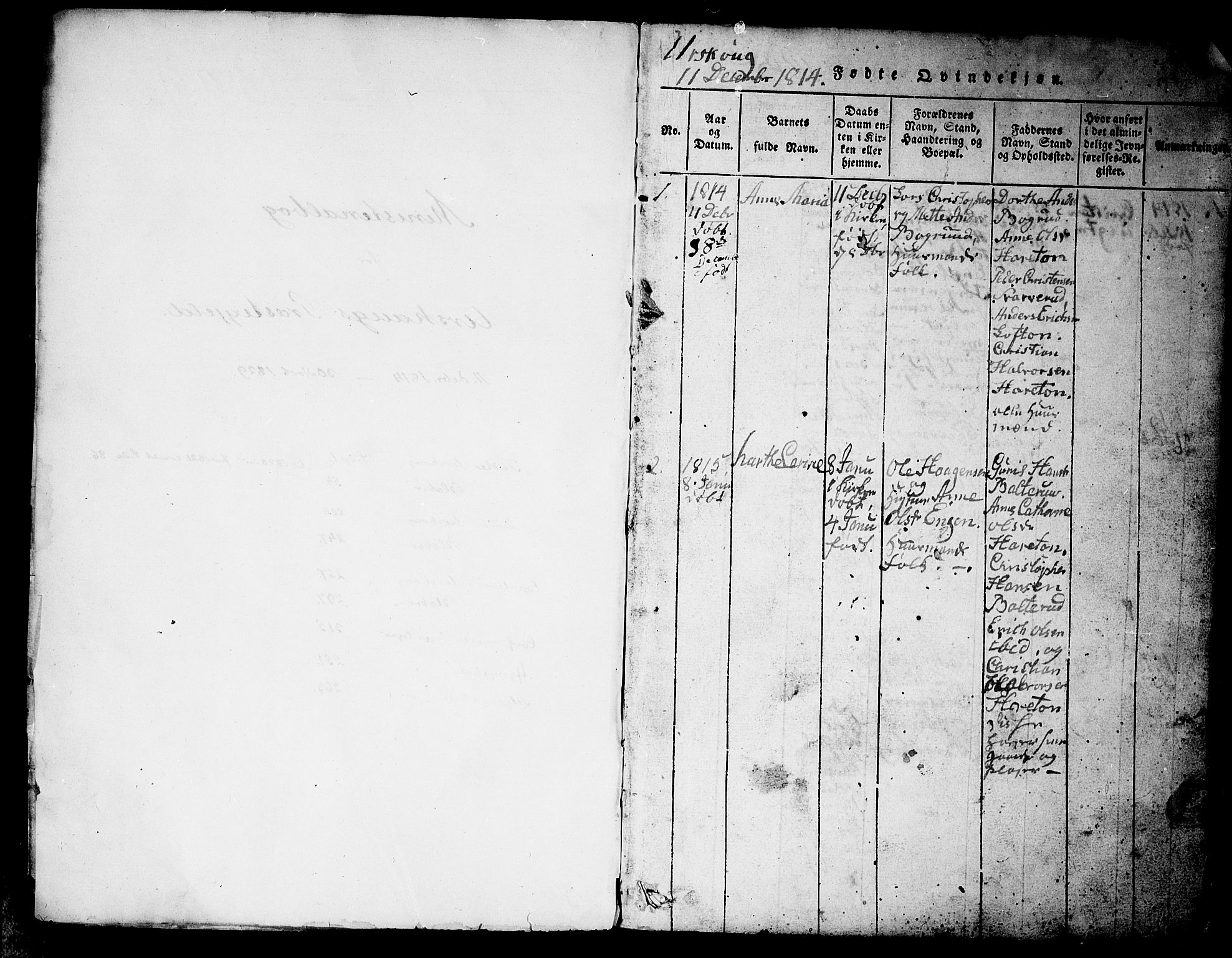 Aurskog prestekontor Kirkebøker, AV/SAO-A-10304a/F/Fa/L0005: Parish register (official) no. I 5, 1814-1829, p. 1