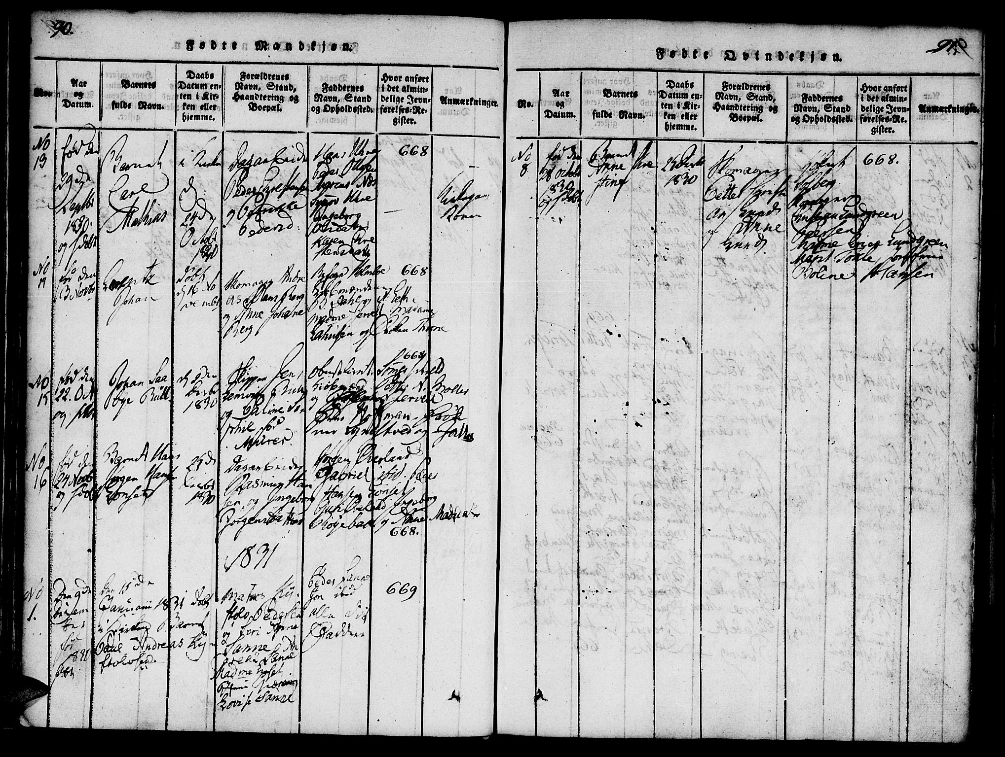 Ministerialprotokoller, klokkerbøker og fødselsregistre - Møre og Romsdal, SAT/A-1454/558/L0688: Parish register (official) no. 558A02, 1818-1843, p. 90-91