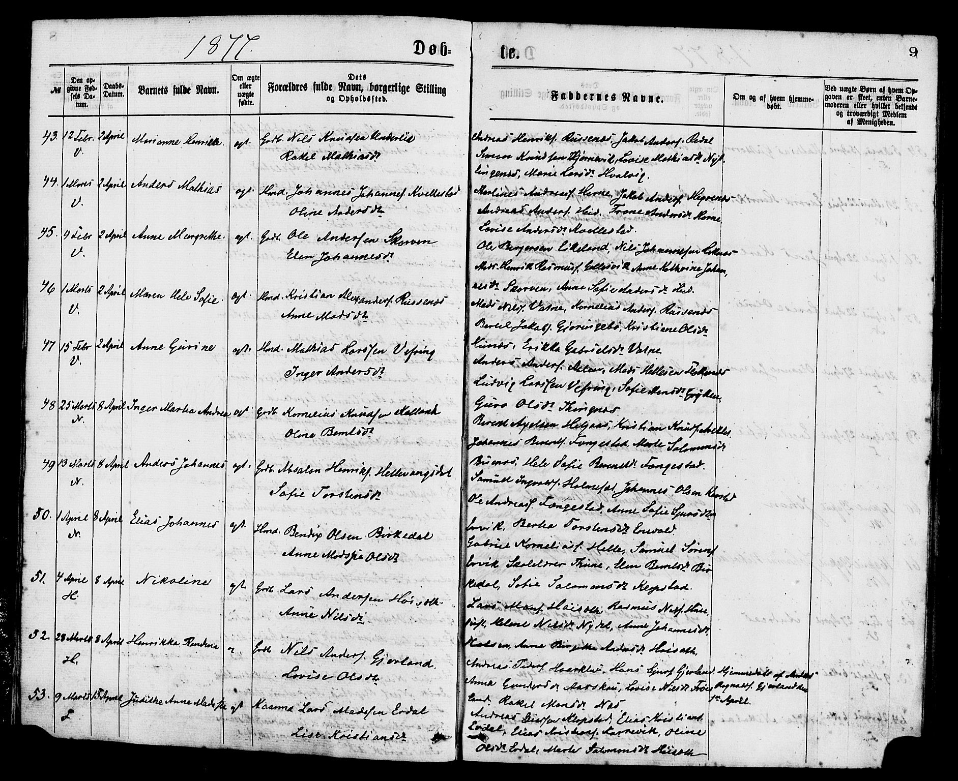 Førde sokneprestembete, SAB/A-79901/H/Haa/Haaa/L0011: Parish register (official) no. A 11, 1877-1880, p. 9