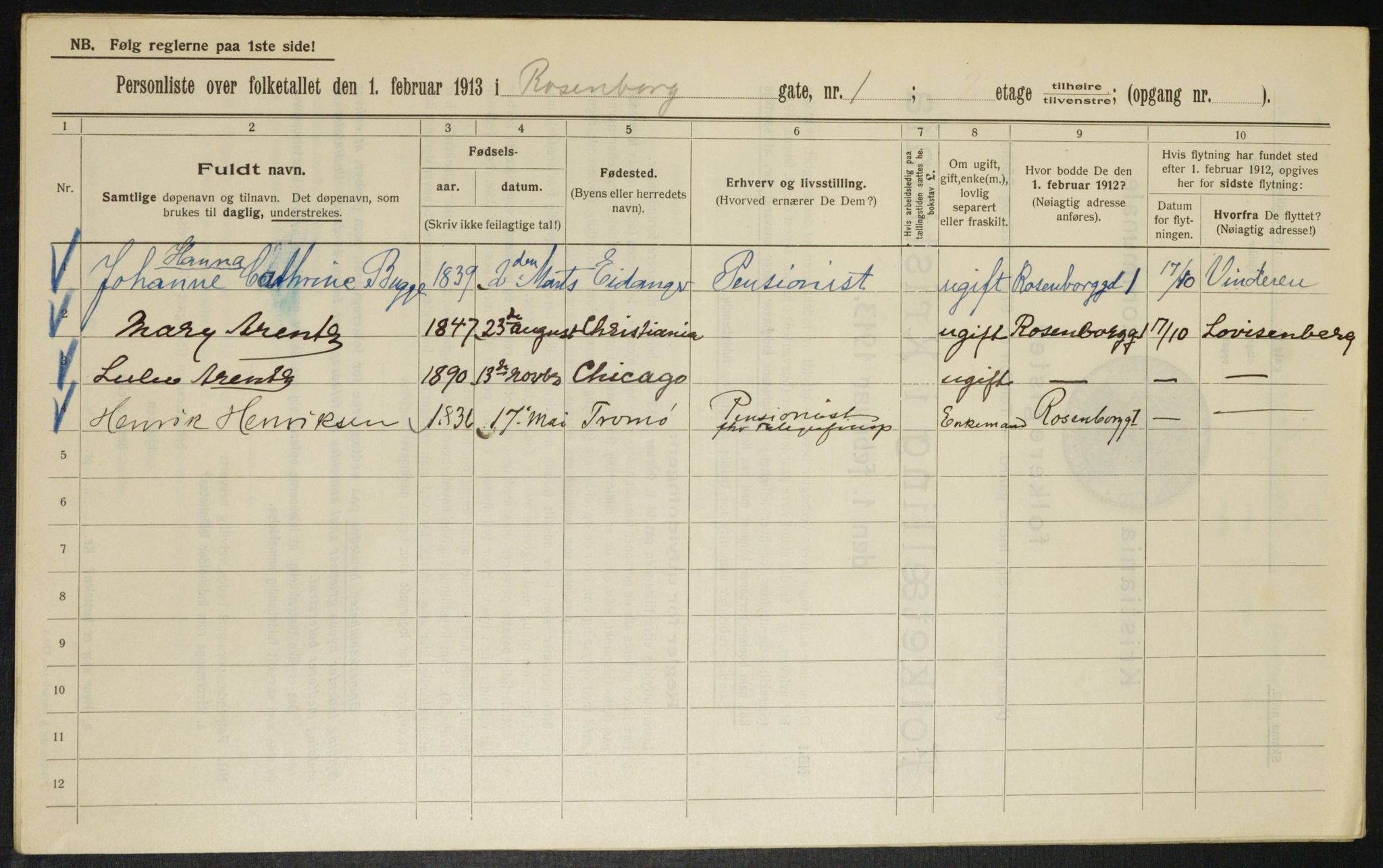 OBA, Municipal Census 1913 for Kristiania, 1913, p. 83405