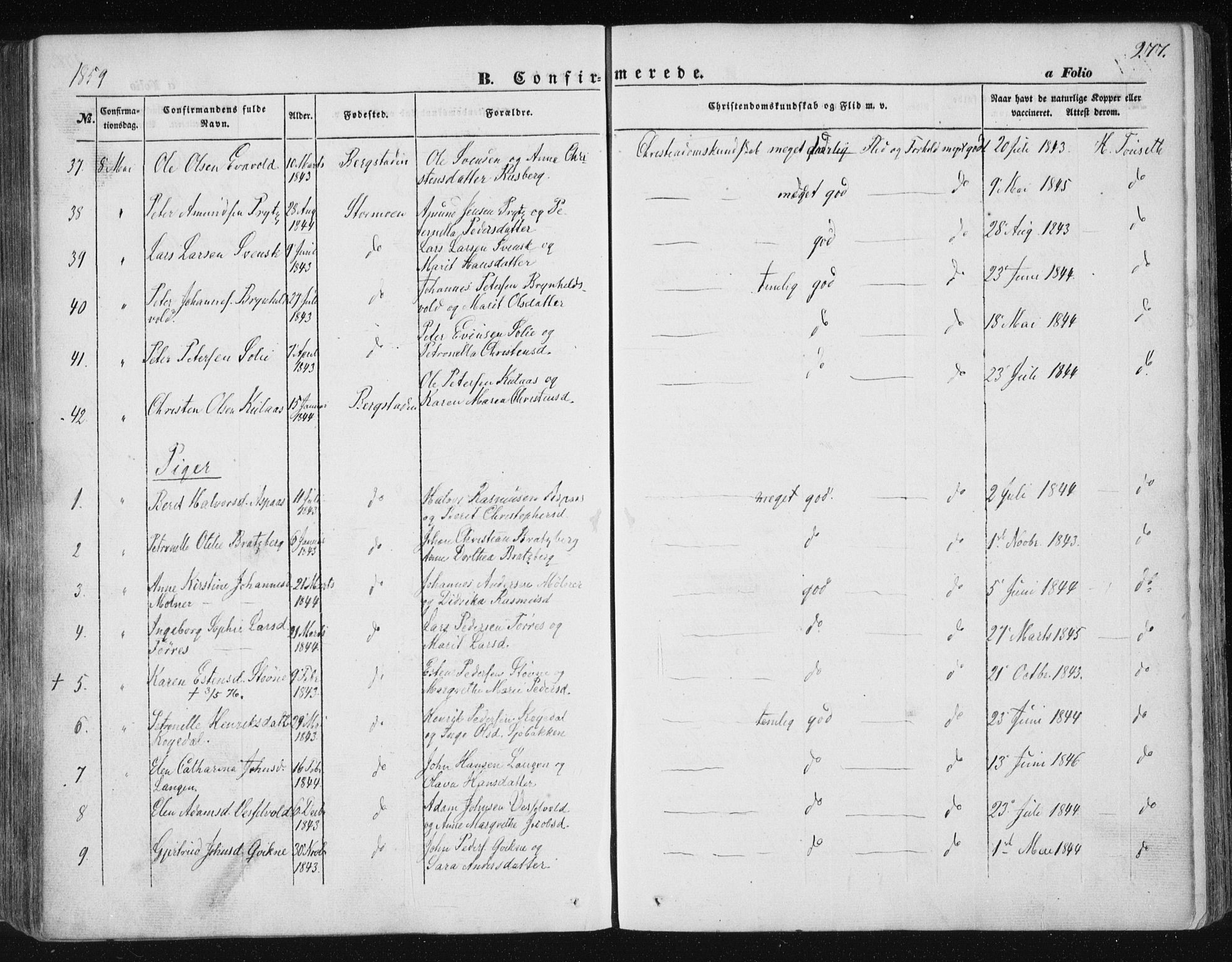 Ministerialprotokoller, klokkerbøker og fødselsregistre - Sør-Trøndelag, AV/SAT-A-1456/681/L0931: Parish register (official) no. 681A09, 1845-1859, p. 277