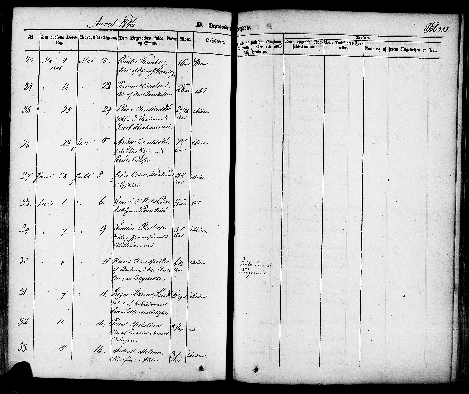 Skien kirkebøker, AV/SAKO-A-302/F/Fa/L0006a: Parish register (official) no. 6A, 1843-1856, p. 355