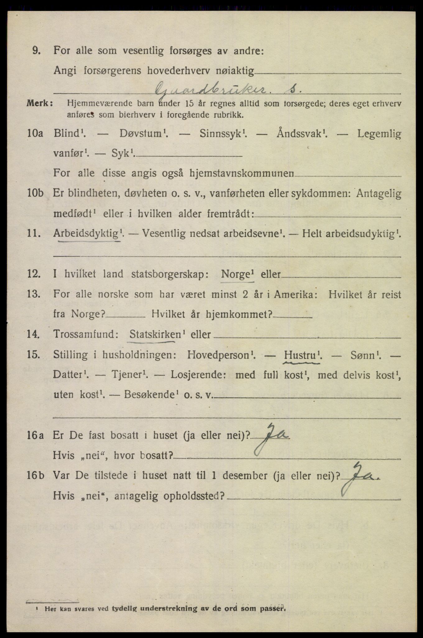SAK, 1920 census for Grindheim, 1920, p. 872