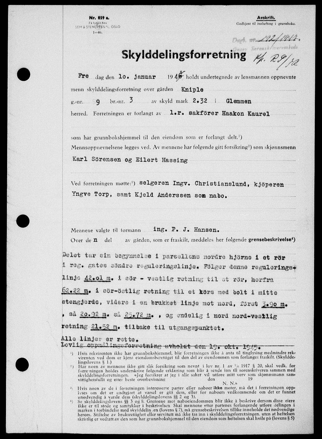 Onsøy sorenskriveri, SAO/A-10474/G/Ga/Gab/L0018: Mortgage book no. II A-18, 1946-1947, Diary no: : 192/1947