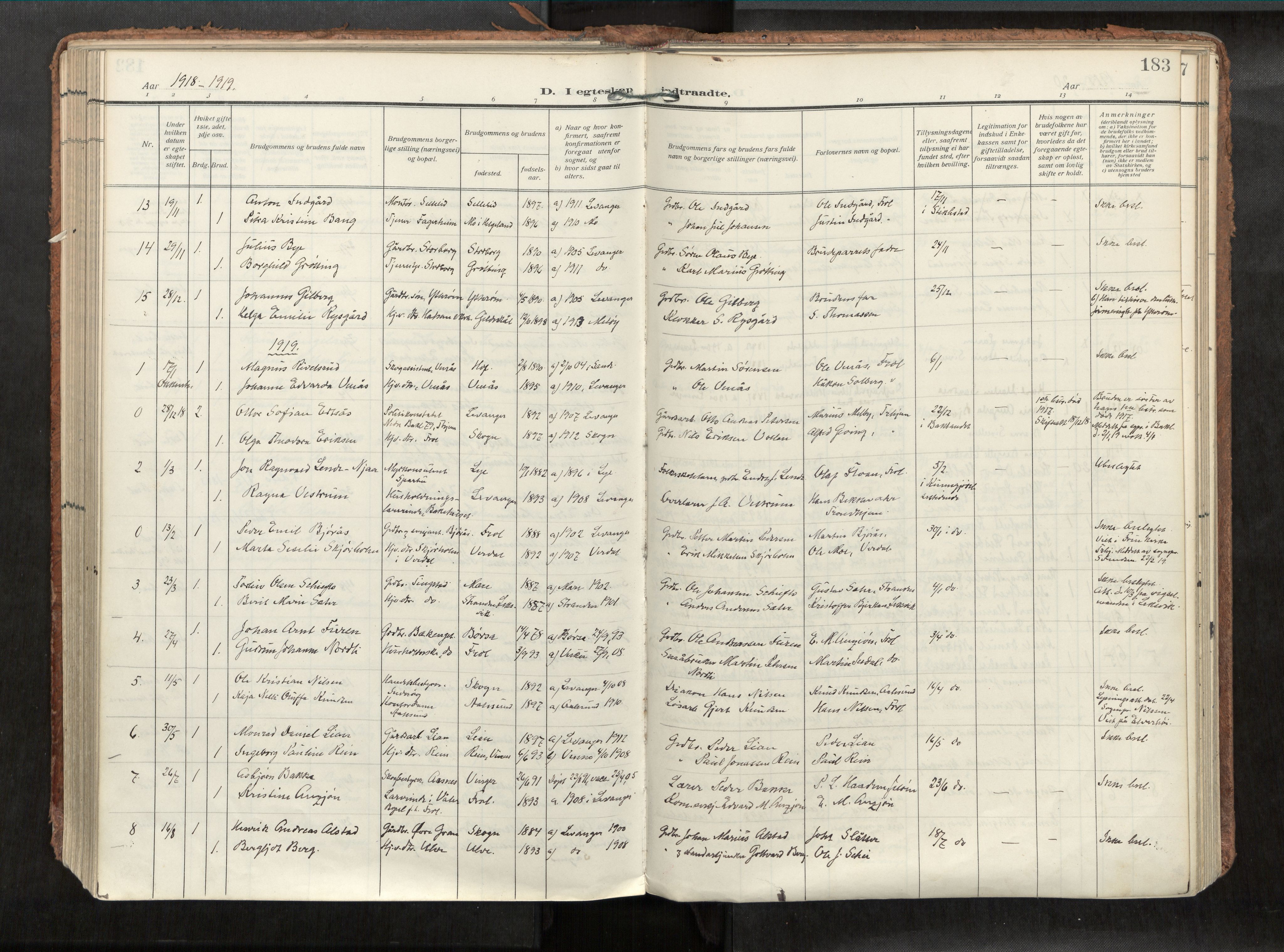 Levanger sokneprestkontor, SAT/A-1301/2/H/Haa/L0002: Parish register (official) no. 2, 1912-1935, p. 183