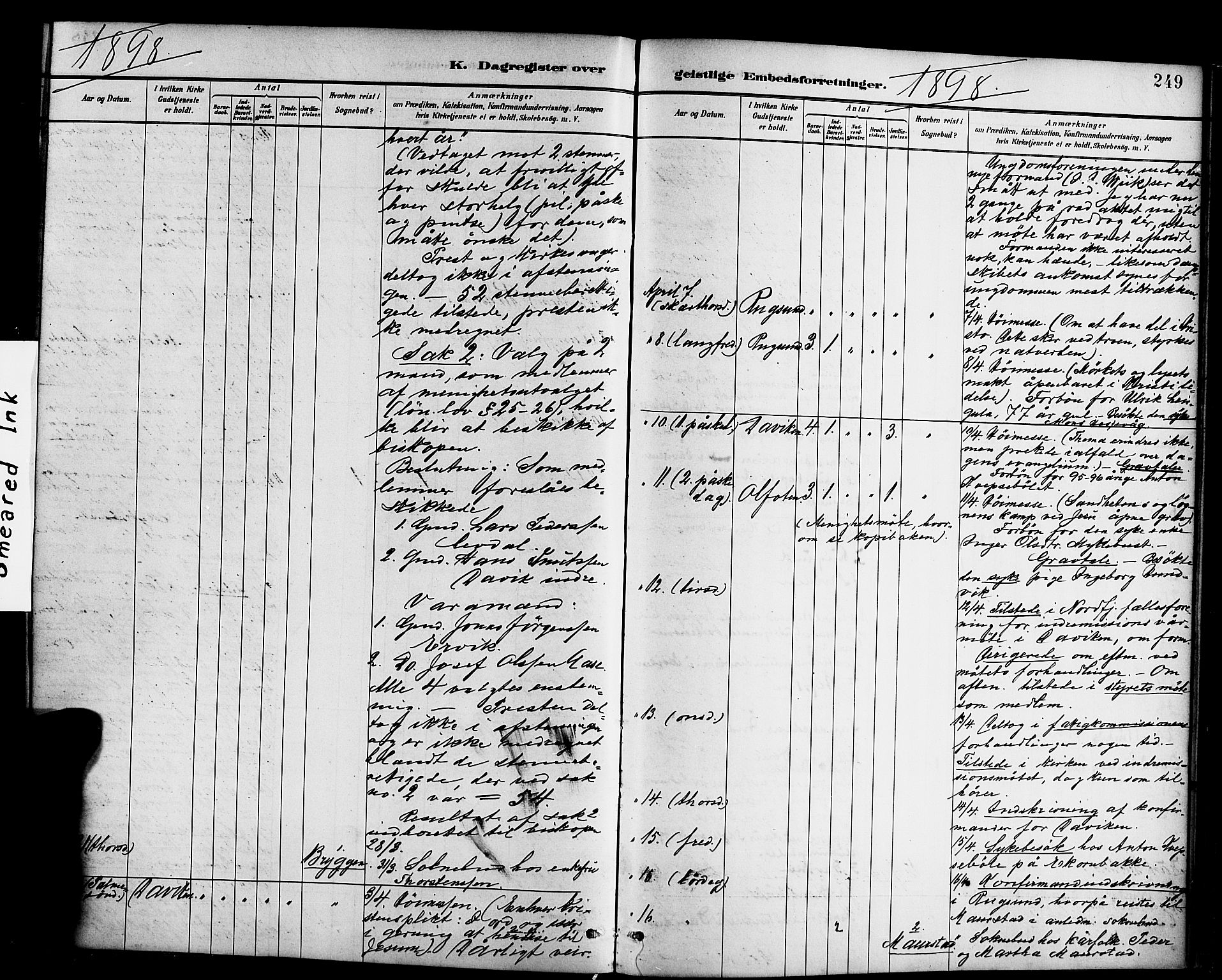 Davik sokneprestembete, SAB/A-79701/H/Haa/Haab/L0001: Parish register (official) no. B 1, 1882-1900, p. 249