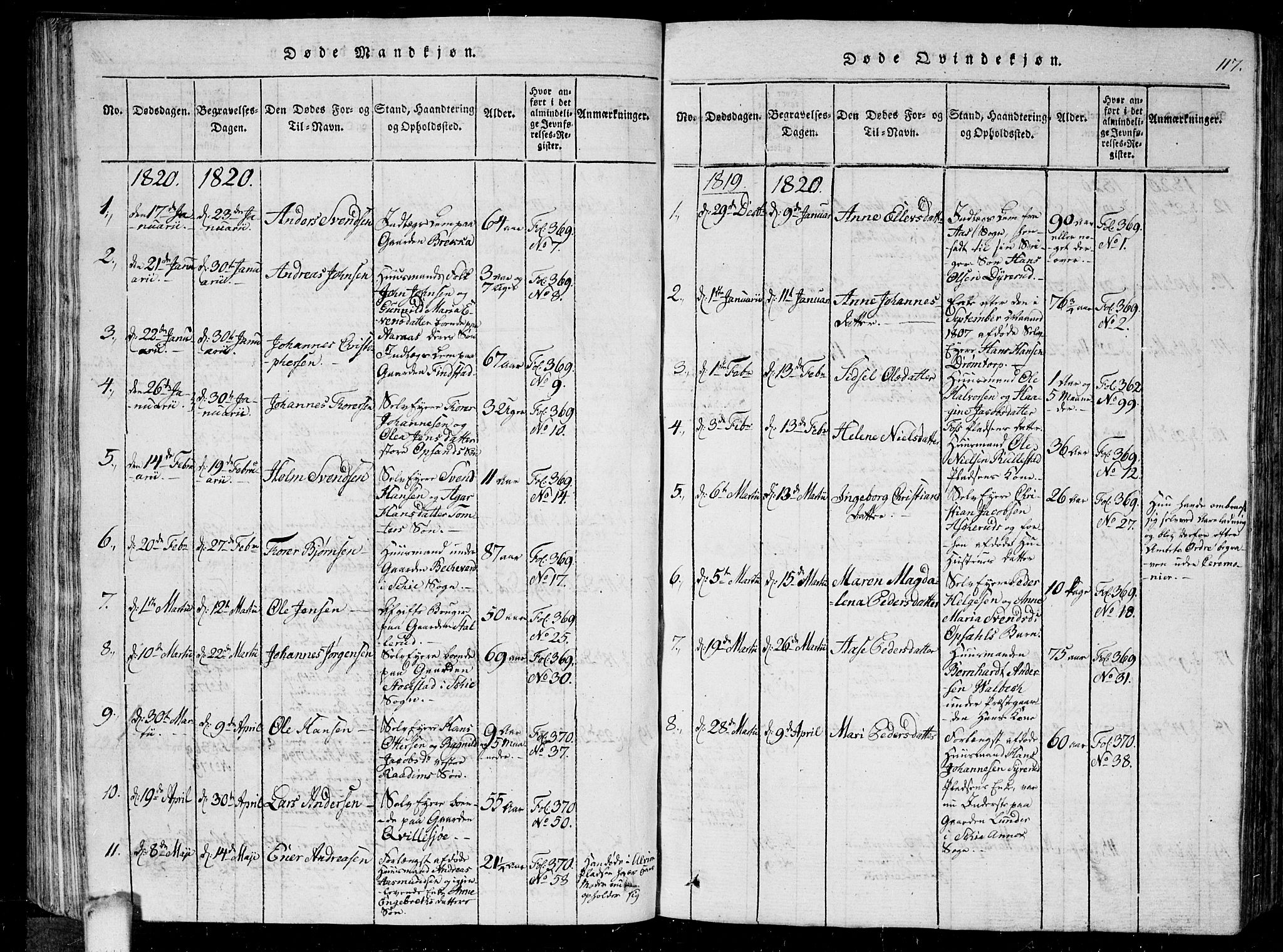 Kråkstad prestekontor Kirkebøker, AV/SAO-A-10125a/G/Ga/L0001: Parish register (copy) no. I 1, 1813-1824, p. 117