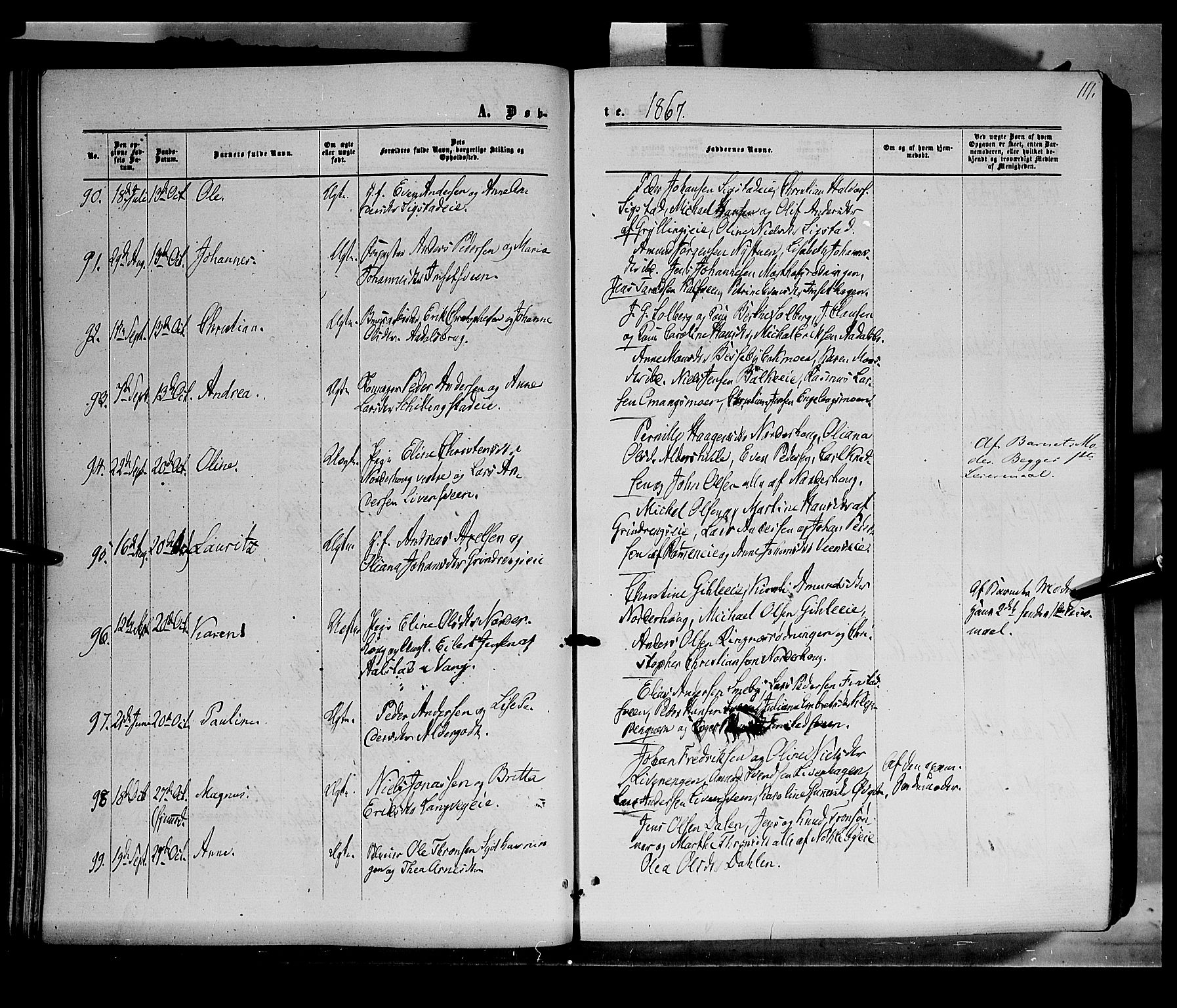 Løten prestekontor, AV/SAH-PREST-022/K/Ka/L0008: Parish register (official) no. 8, 1860-1877, p. 111