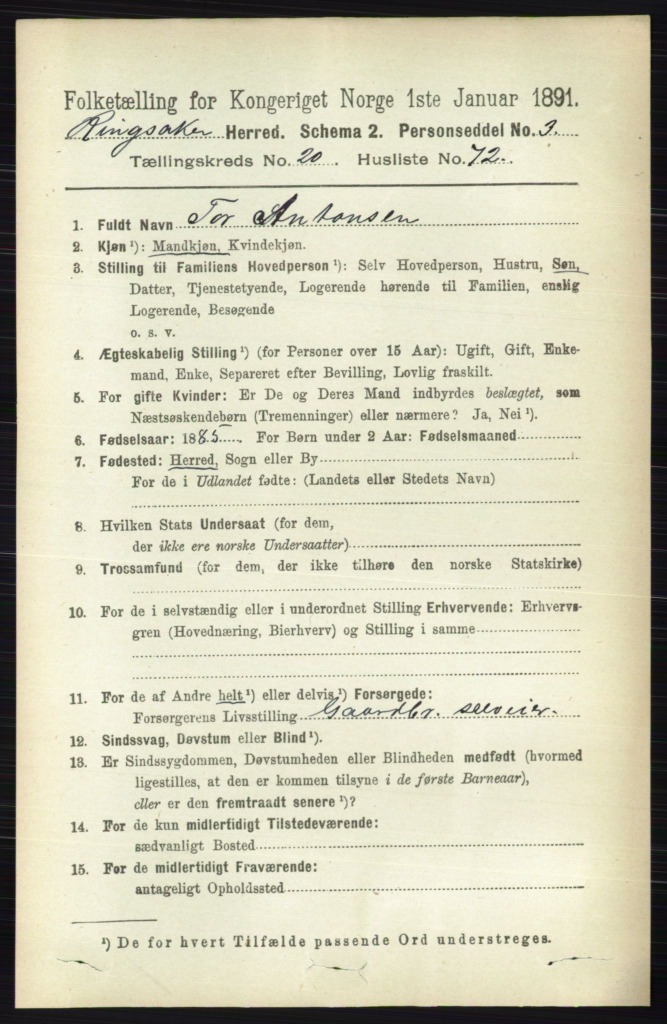 RA, 1891 census for 0412 Ringsaker, 1891, p. 11566
