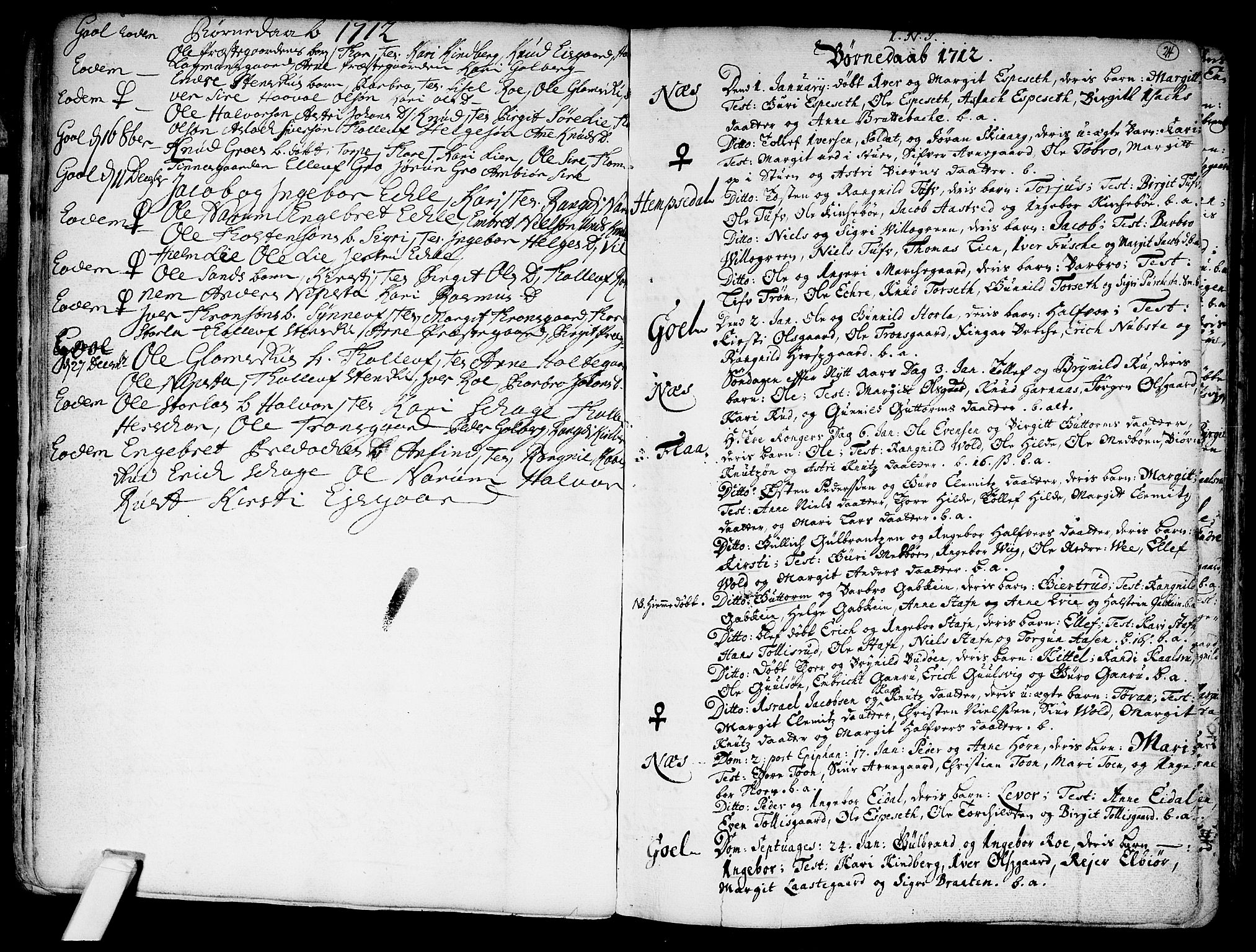 Nes kirkebøker, AV/SAKO-A-236/F/Fa/L0002: Parish register (official) no. 2, 1707-1759, p. 24