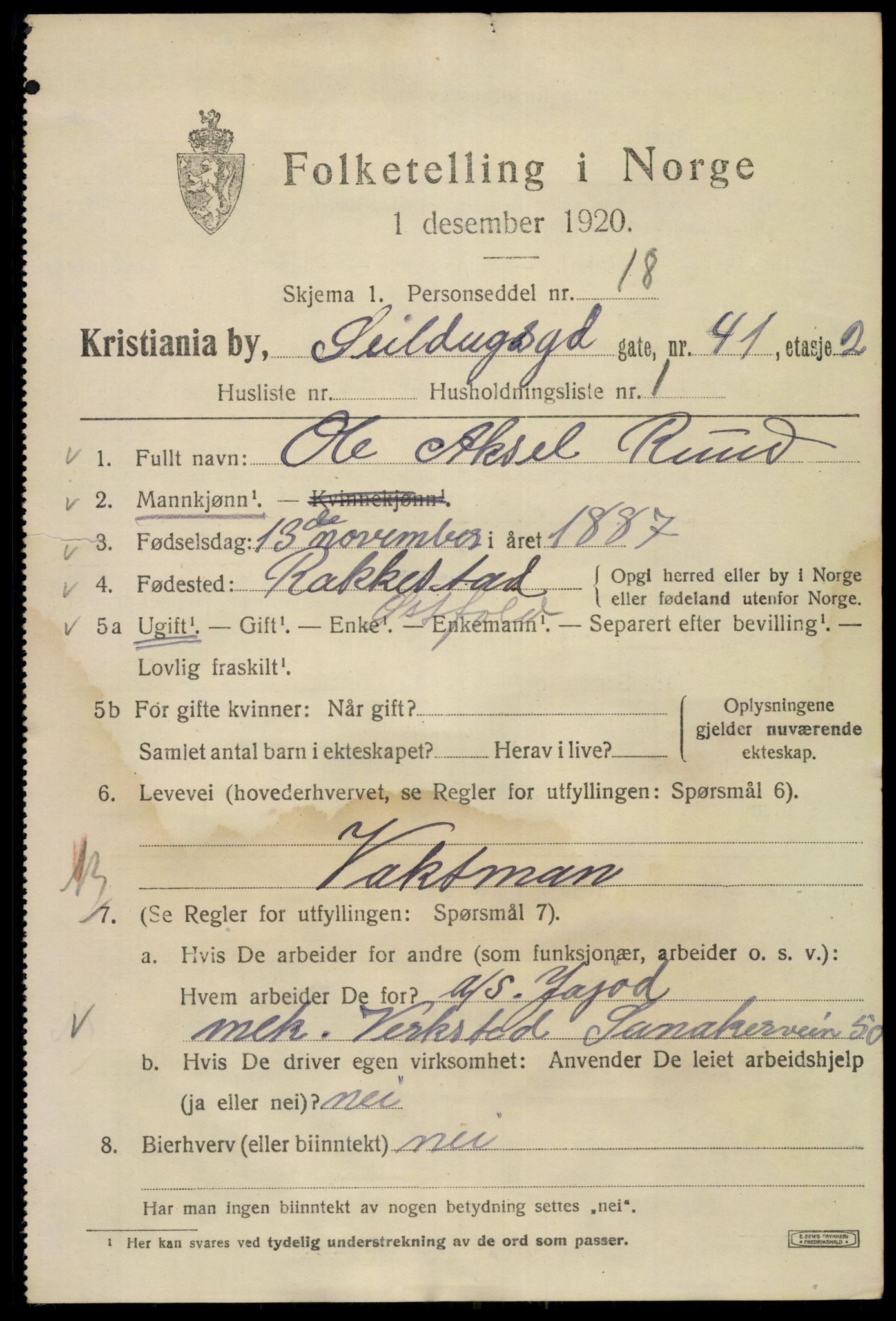 SAO, 1920 census for Kristiania, 1920, p. 508871