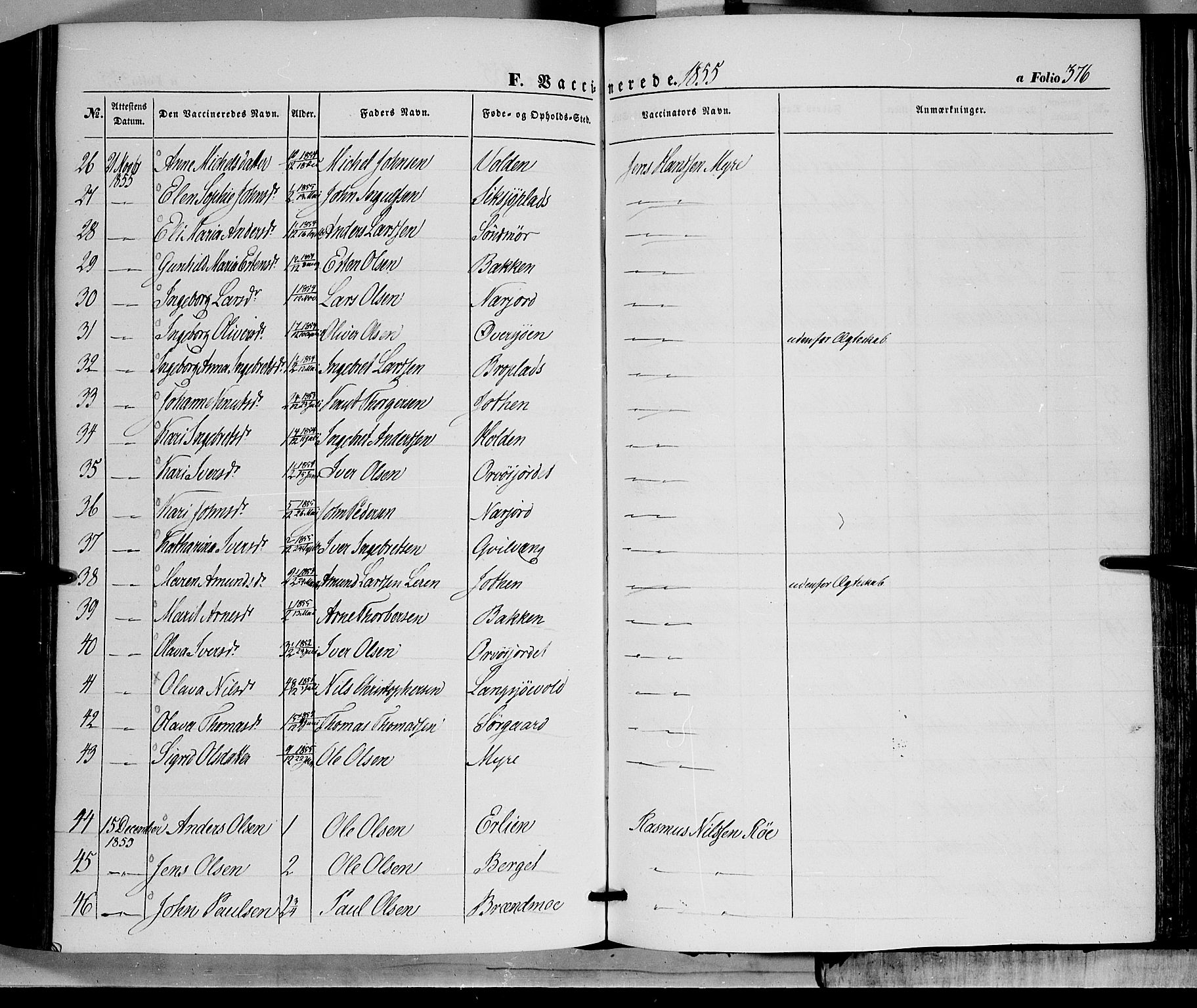 Tolga prestekontor, AV/SAH-PREST-062/K/L0006: Parish register (official) no. 6, 1852-1876, p. 376