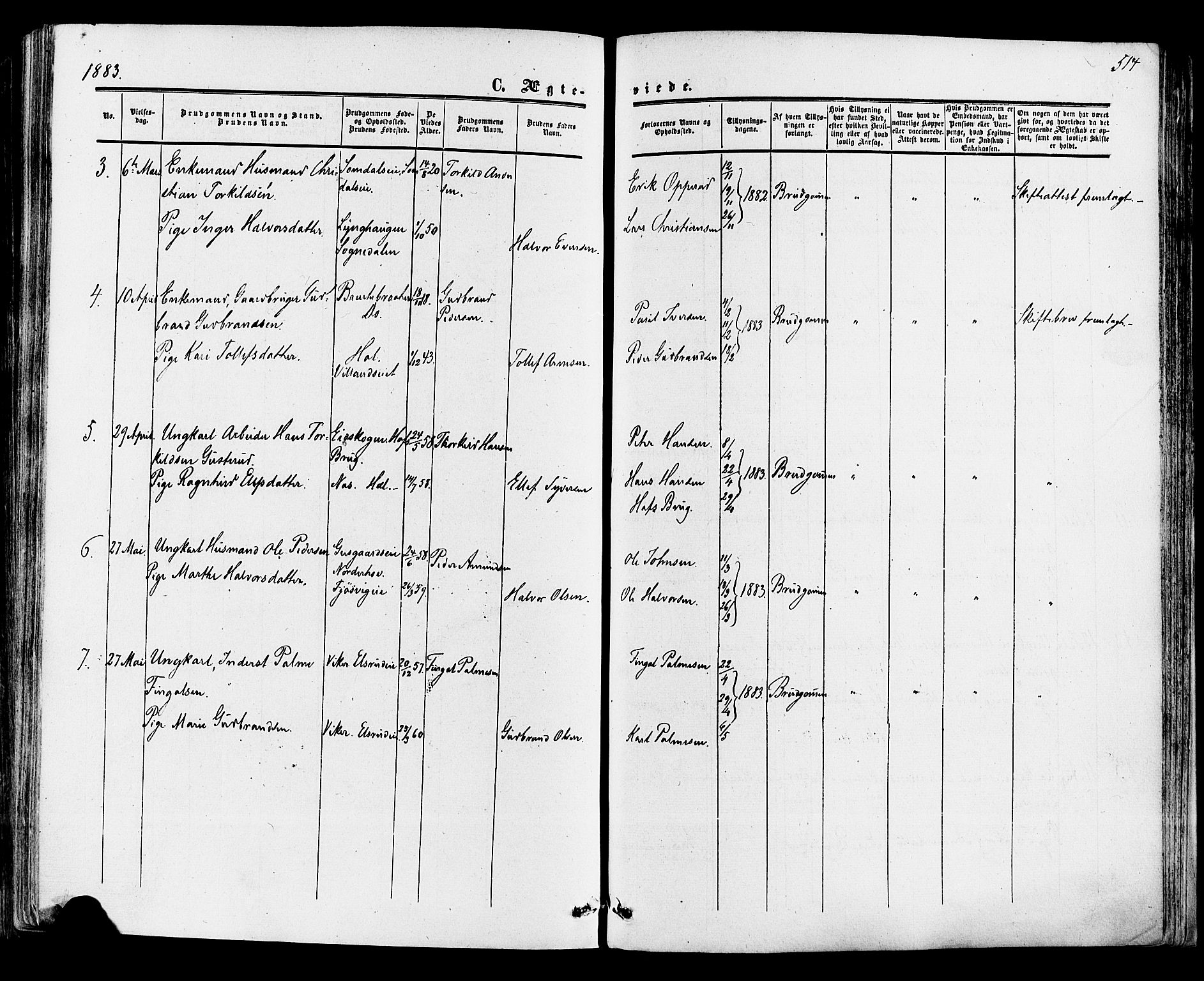 Ådal kirkebøker, SAKO/A-248/F/Fa/L0001: Parish register (official) no. I 1, 1857-1883, p. 514