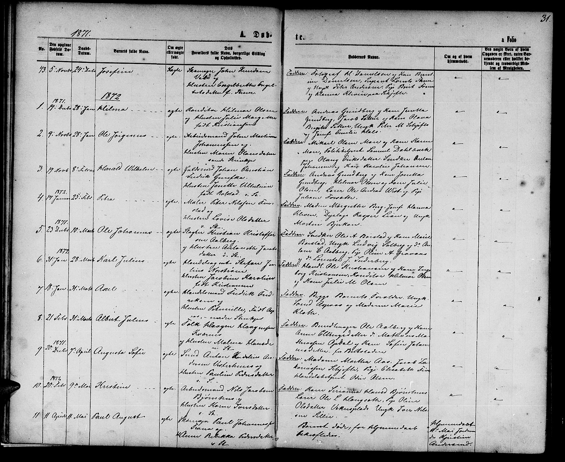 Ministerialprotokoller, klokkerbøker og fødselsregistre - Nord-Trøndelag, SAT/A-1458/739/L0373: Parish register (copy) no. 739C01, 1865-1882, p. 31