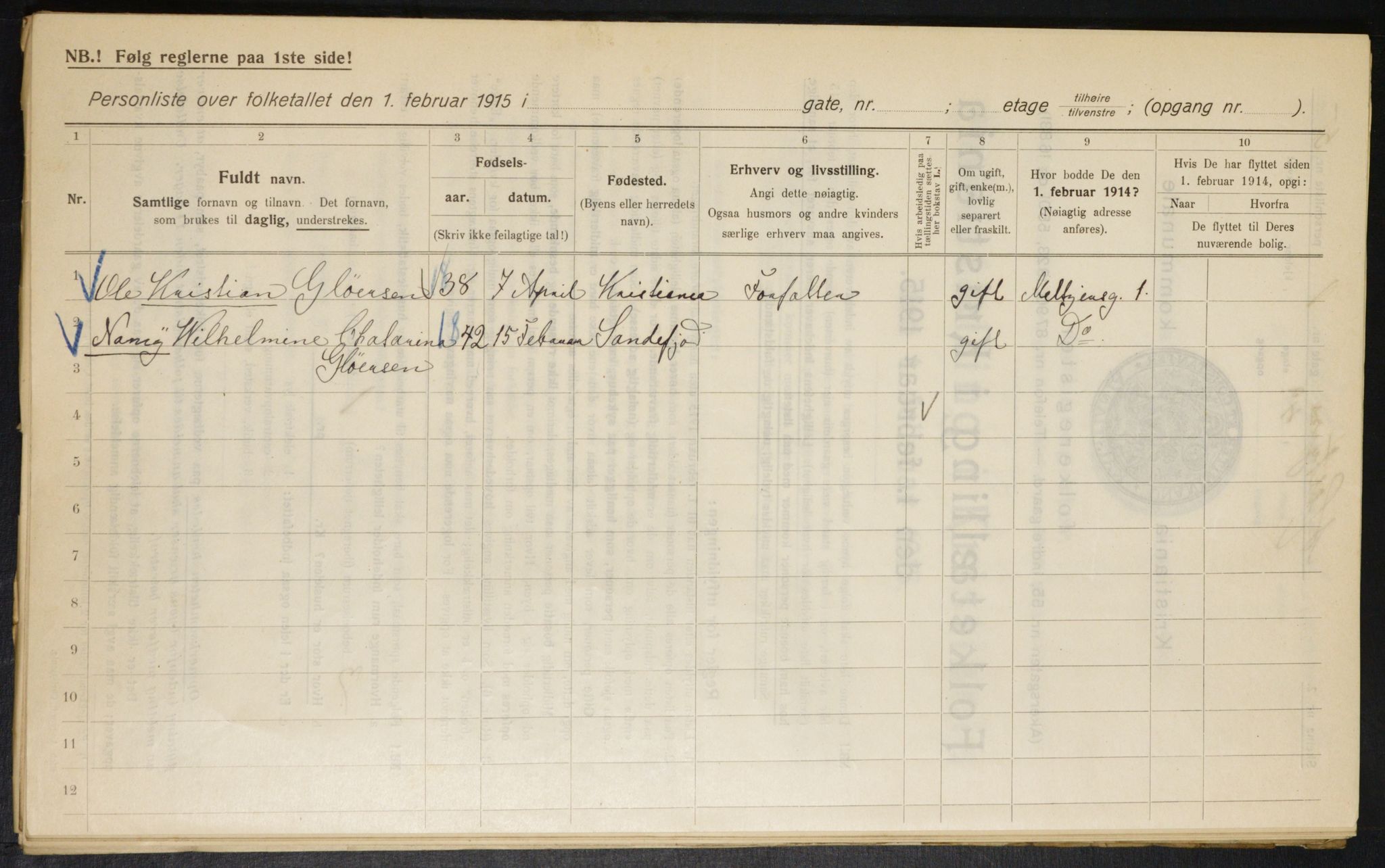 OBA, Municipal Census 1915 for Kristiania, 1915, p. 64558