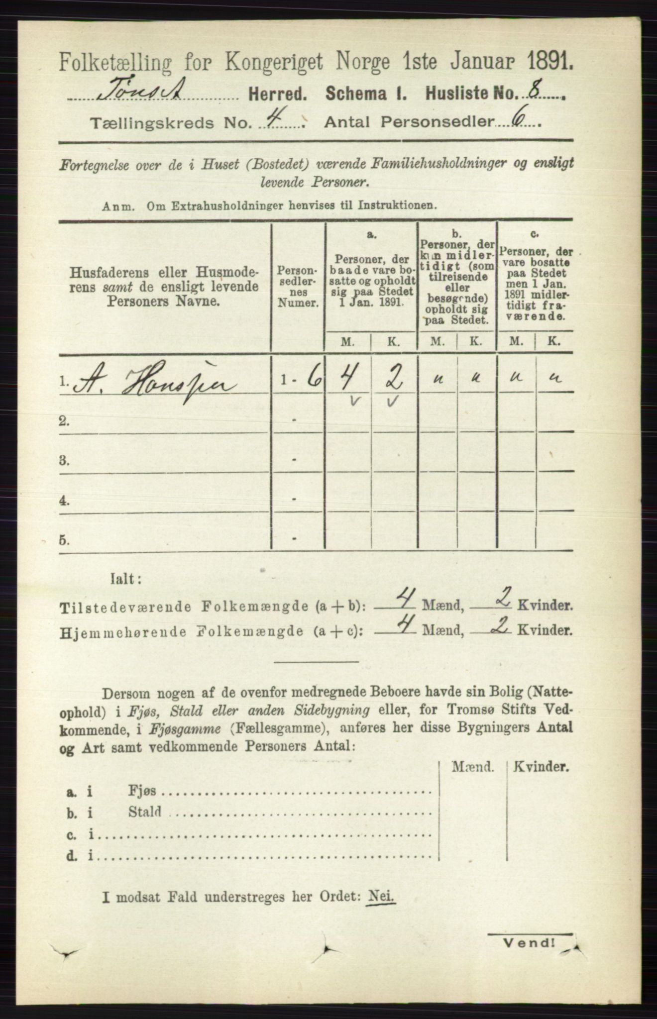RA, 1891 census for 0437 Tynset, 1891, p. 738