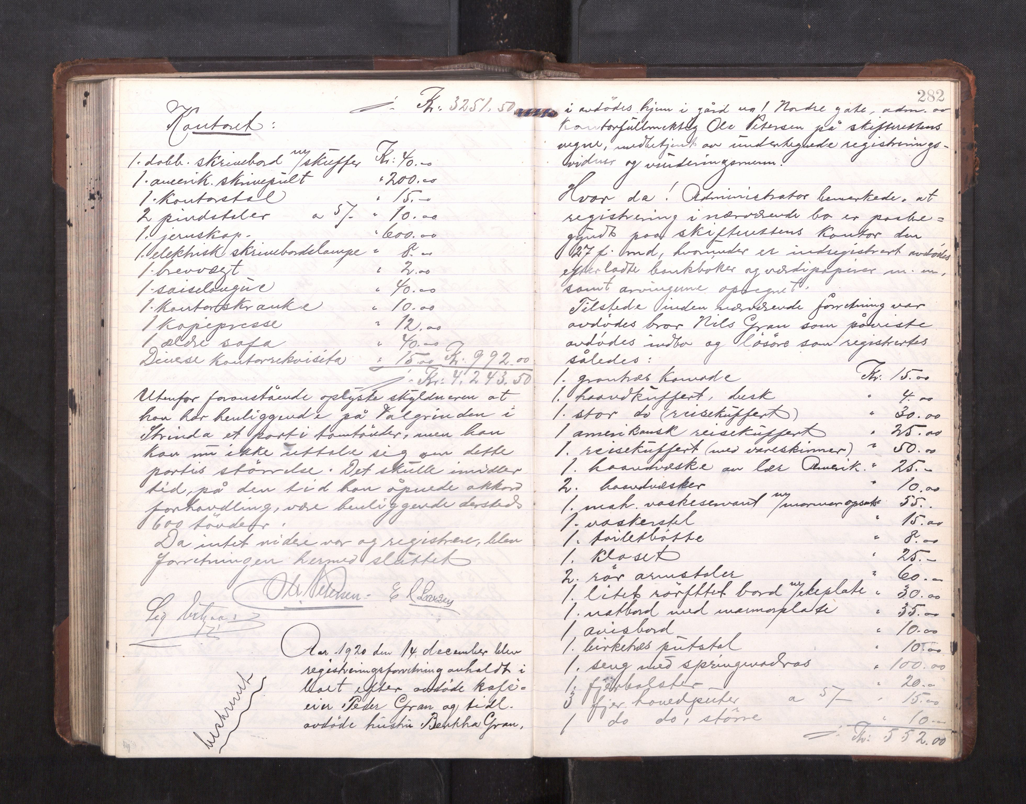 Trondheim byfogd, AV/SAT-A-0003/1/3/3C/L0037: Skifteregistreringsprotokoll - 28/5-8/3. (u/ register), 1918-1921, p. 282