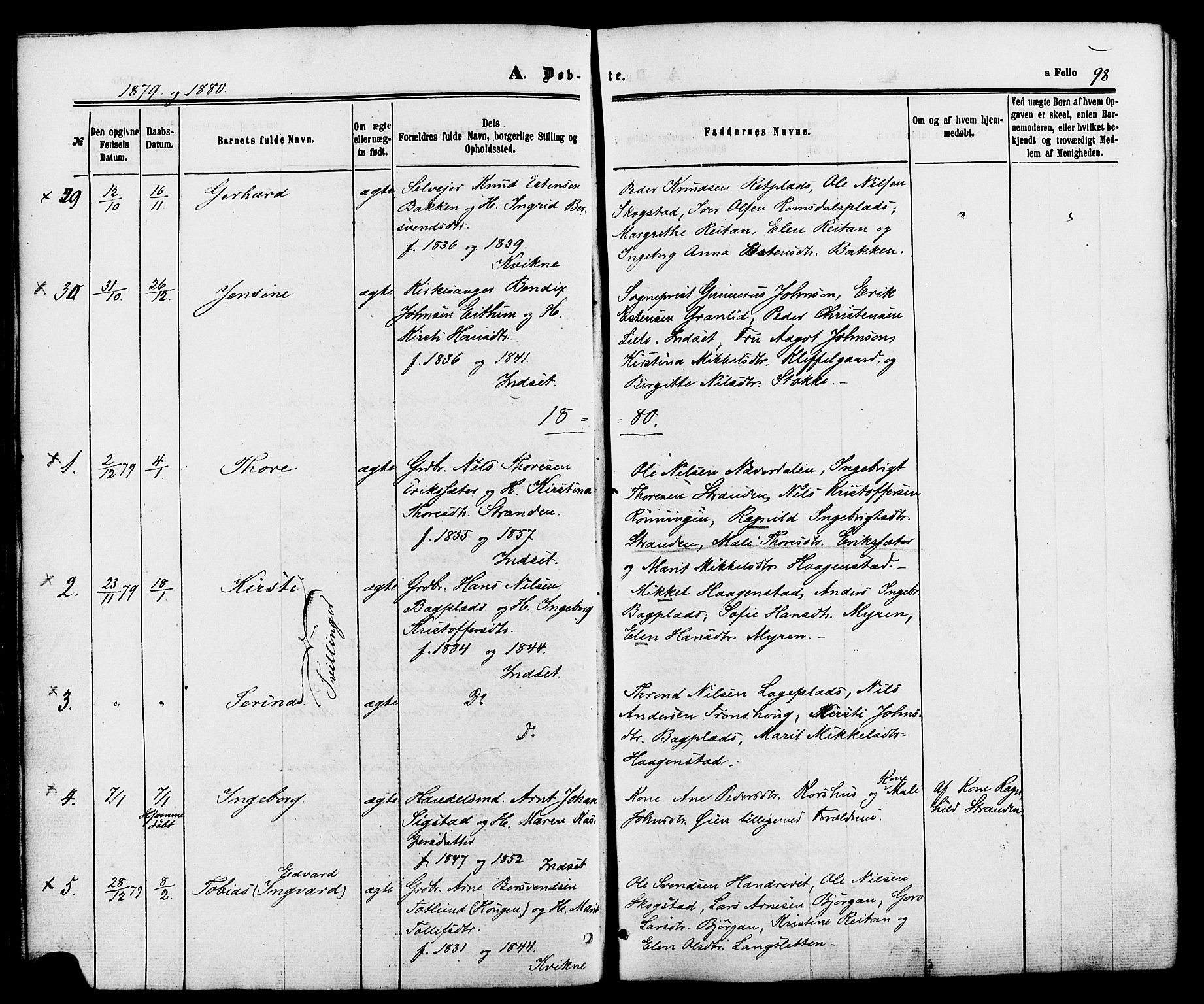 Kvikne prestekontor, SAH/PREST-064/H/Ha/Haa/L0006: Parish register (official) no. 6, 1863-1886, p. 98