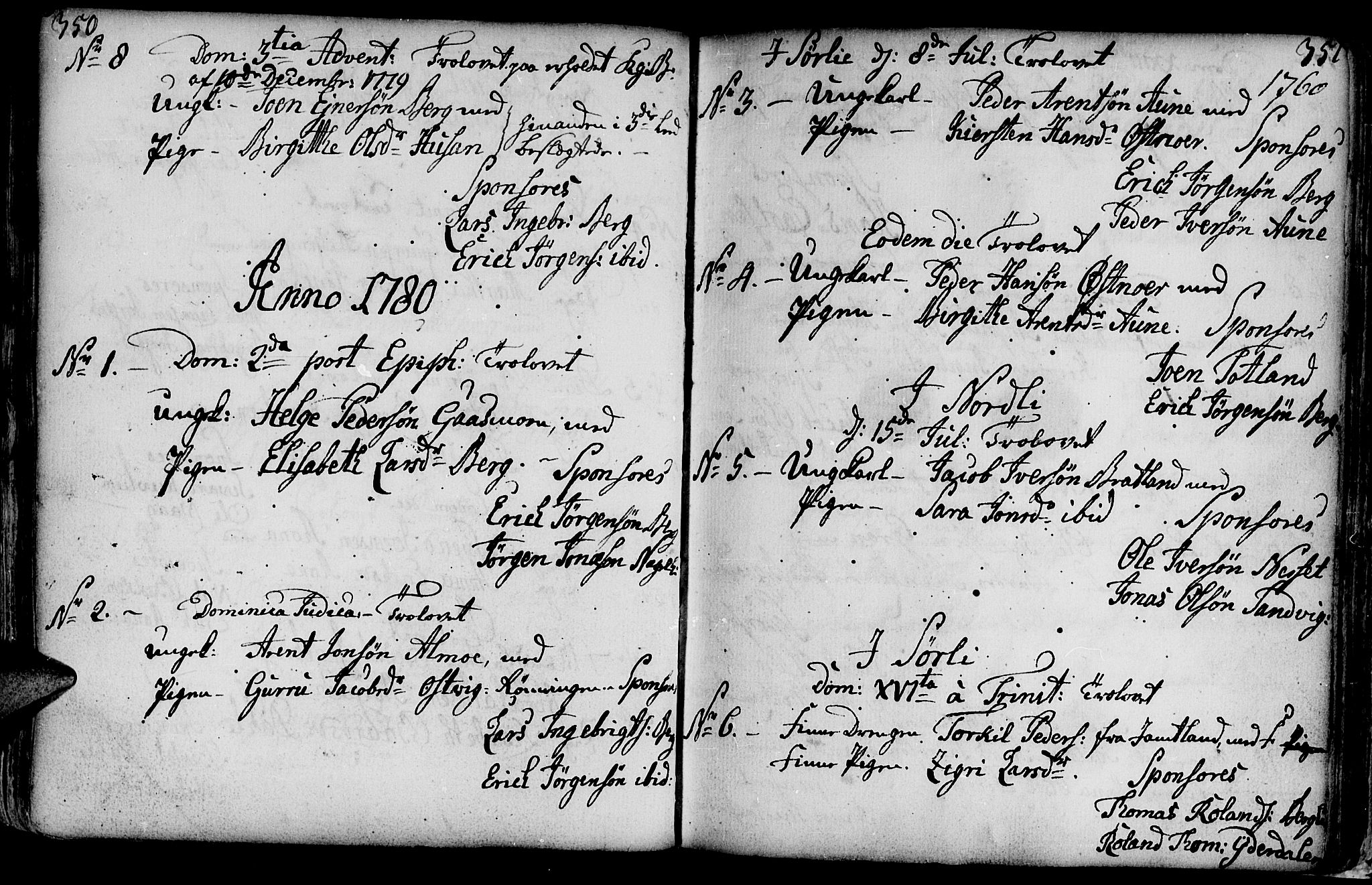 Ministerialprotokoller, klokkerbøker og fødselsregistre - Nord-Trøndelag, SAT/A-1458/749/L0467: Parish register (official) no. 749A01, 1733-1787, p. 350-351