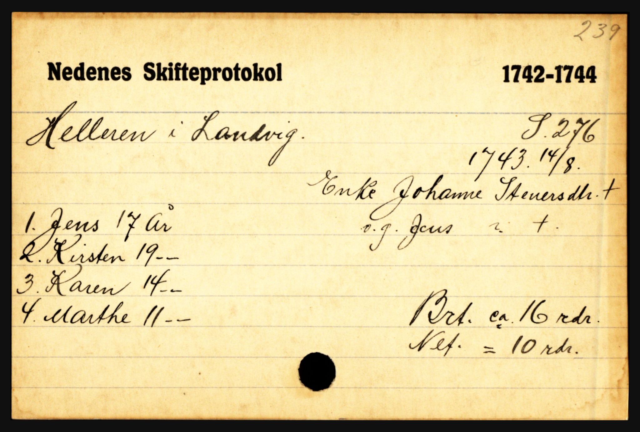 Nedenes sorenskriveri før 1824, AV/SAK-1221-0007/H, p. 11735